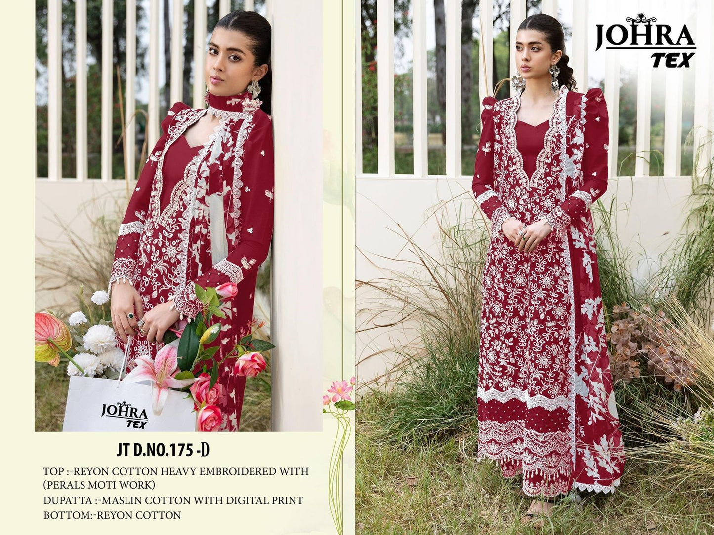 Jt-175-D Johra Tex Embroidered Pakistani Salwar Suits