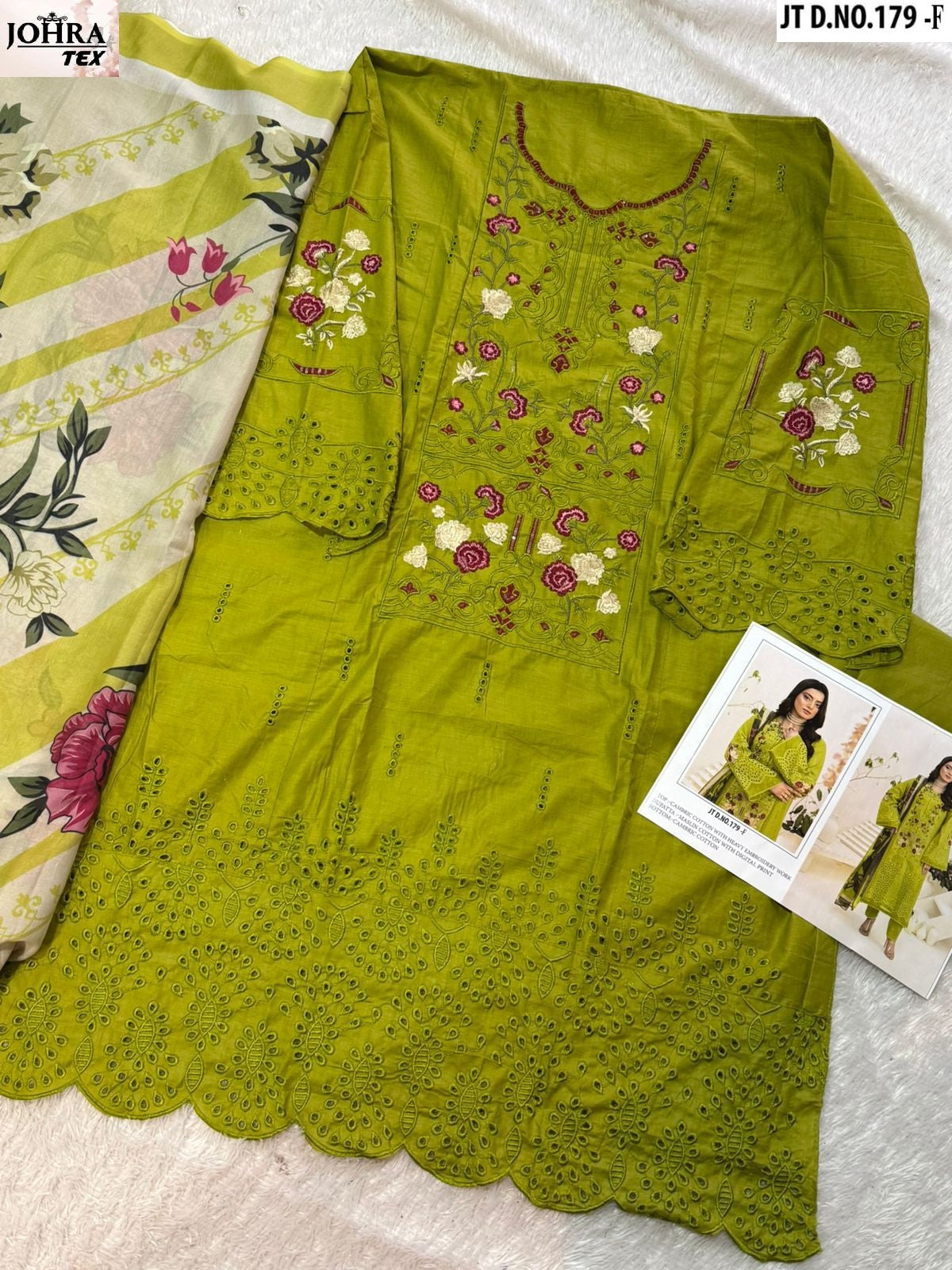 Jt-179-F Johra Tex Cambric Cotton Pakistani Salwar Suits