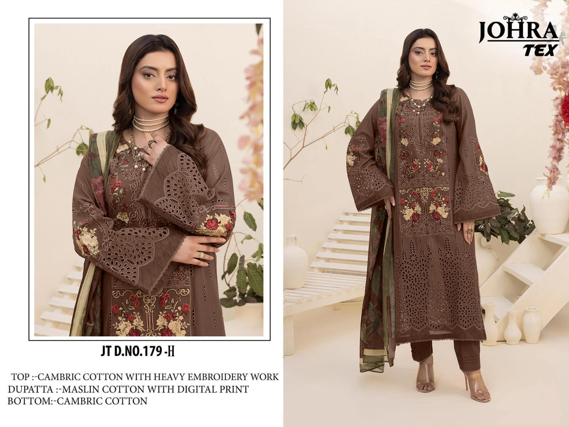Jt-179-H Johra Tex Embroidery Pakistani Salwar Suits
