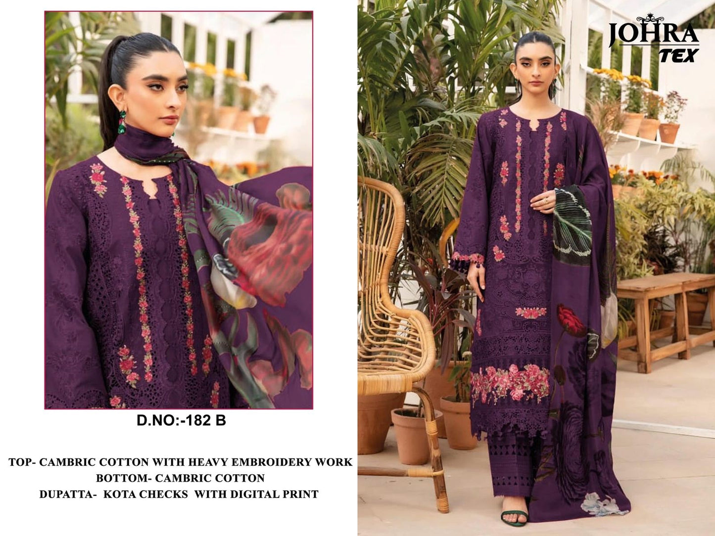 Jt-182-B Johra Tex Embroidery Pakistani Salwar Suits