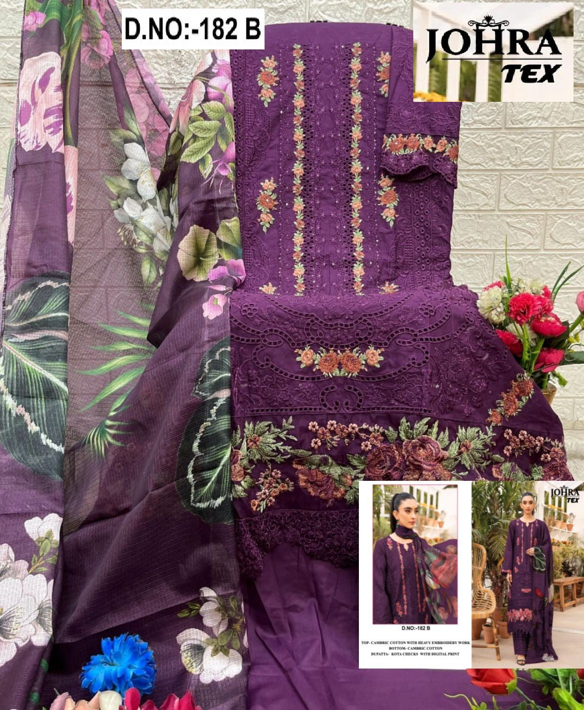 Jt-182-B Johra Tex Embroidery Pakistani Salwar Suits