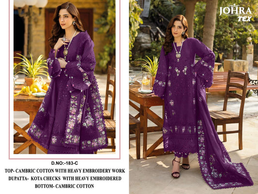 Jt-183-C Johra Tex Cambric Cotton Pakistani Salwar Suits