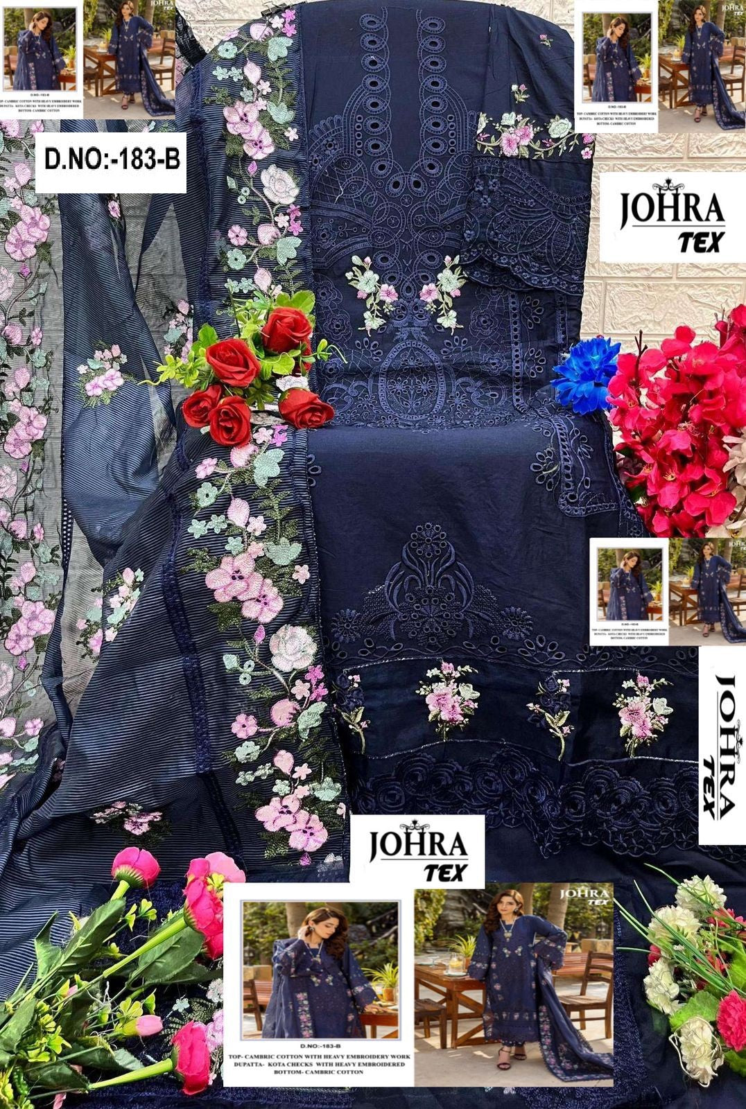 Jt-183 B Johra Tex Cambric Cotton Pakistani Salwar Suits