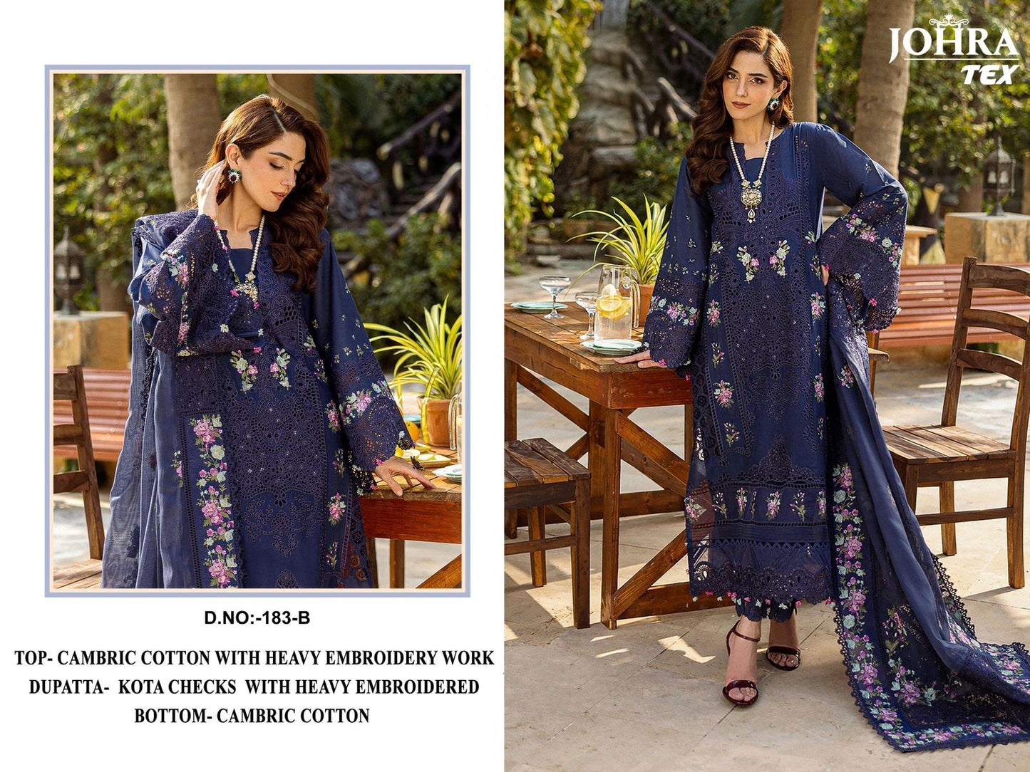 Jt-183 B Johra Tex Cambric Cotton Pakistani Salwar Suits
