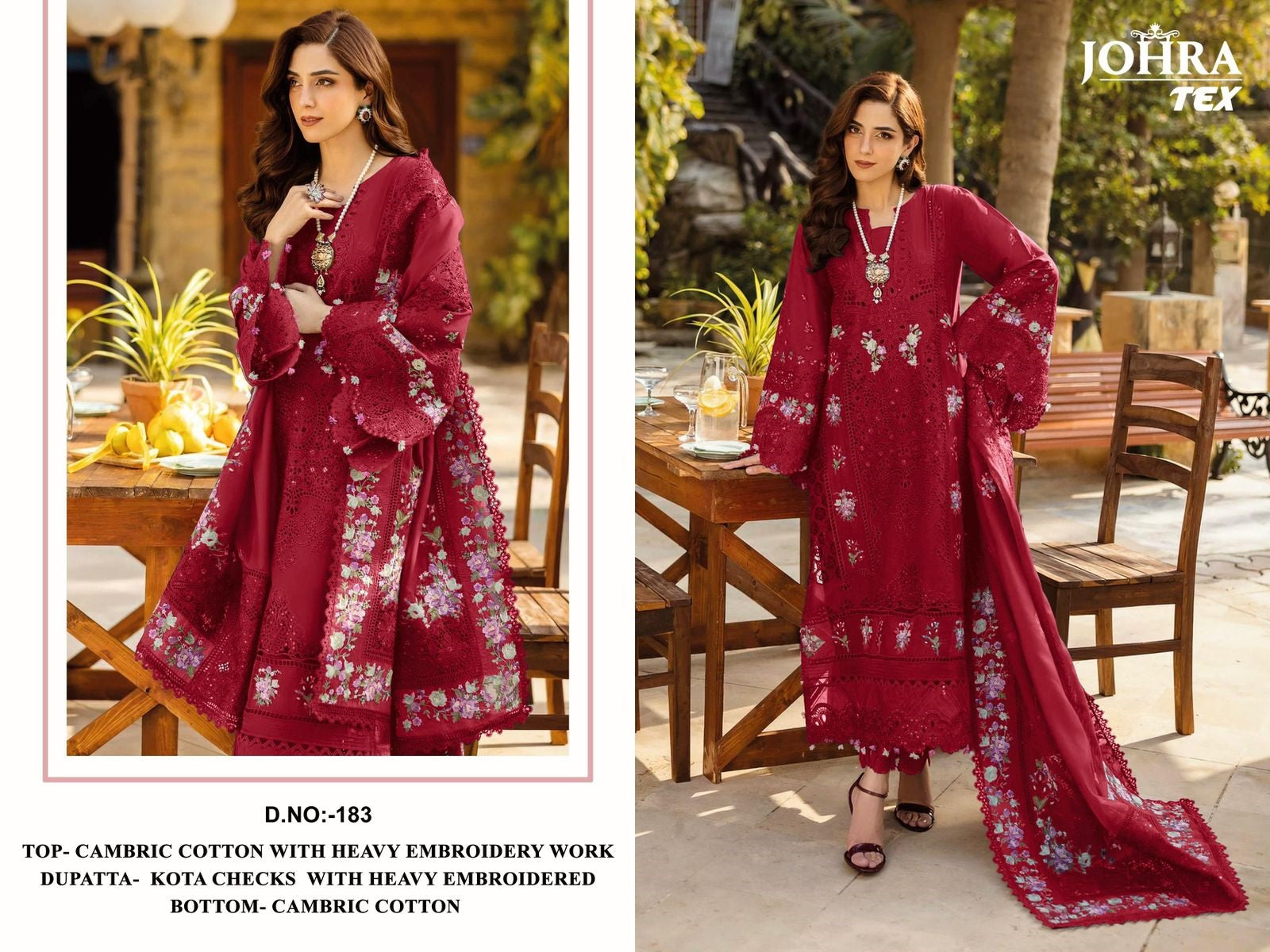 Jt-183 Johra Tex Embroidery Pakistani Salwar Suits