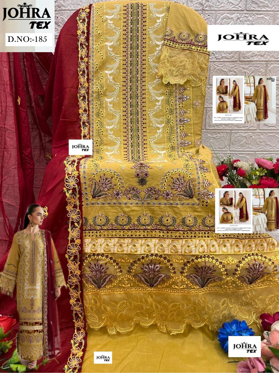 Jt-185 Johra Tex Embroidery Pakistani Salwar Suits