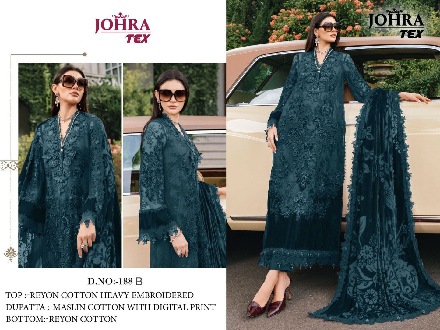 Jt-188-B Johra Tex Rayon Cotton Pakistani Salwar Suits