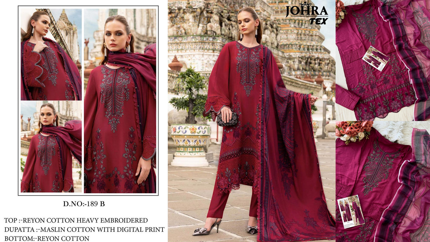 Jt-189-B Johra Tex Rayon Cotton Pakistani Salwar Suits