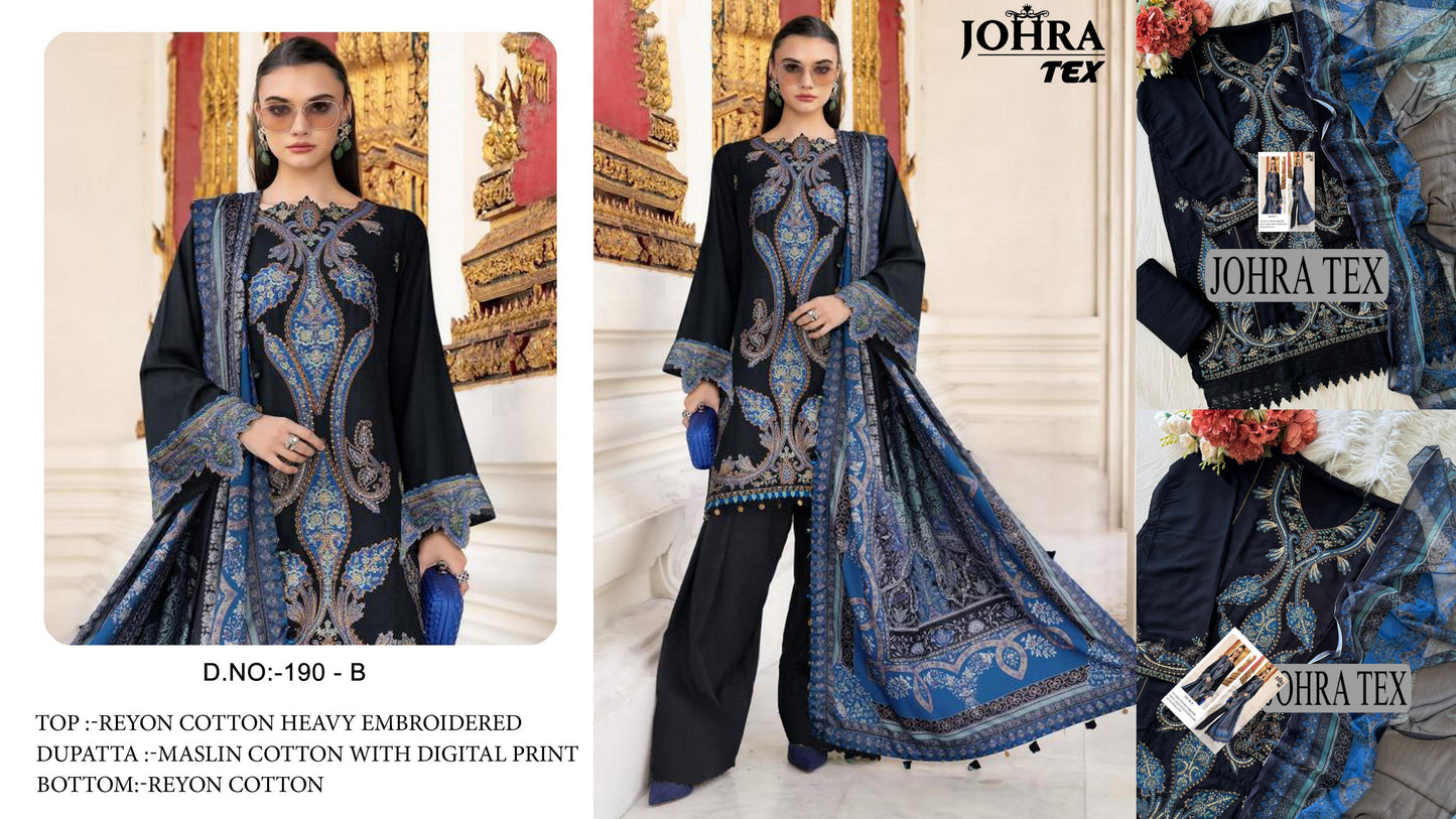 Jt-190-B Johra Tex Rayon Cotton Pakistani Salwar Suits