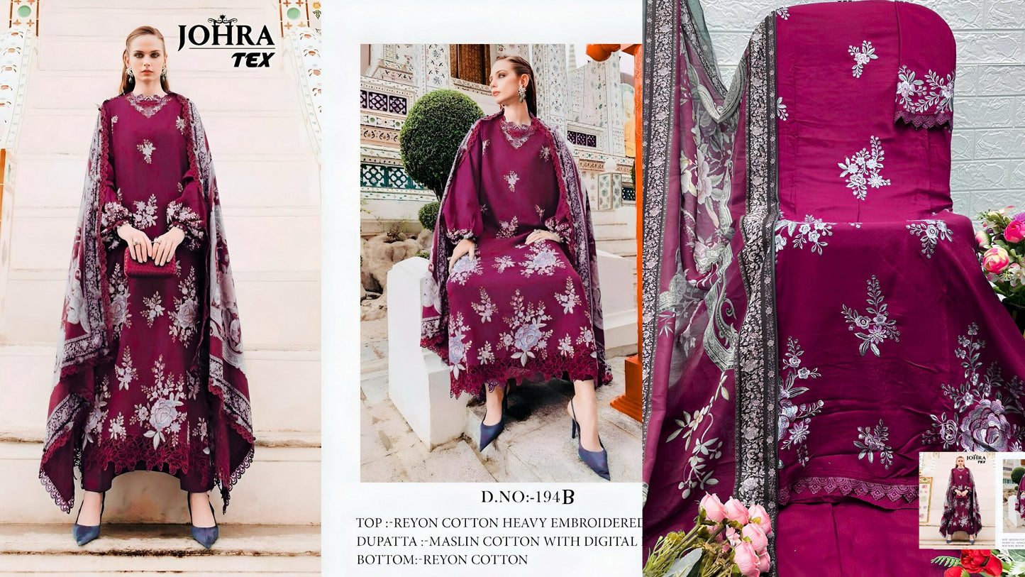 Jt-194-B Johra Tex Rayon Cotton Pakistani Salwar Suits