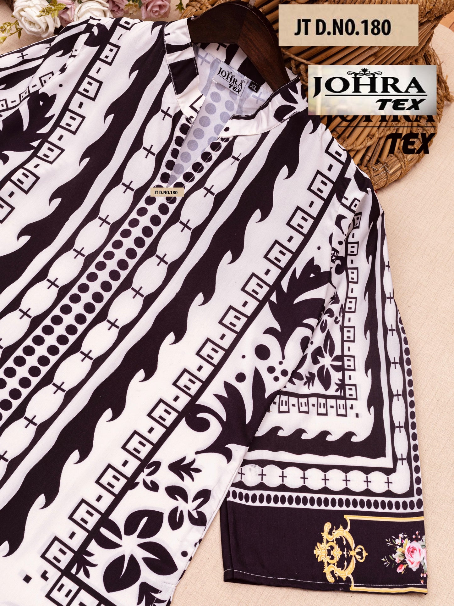 Jt 180 Karachi Print Johra Tex Bsy Silk Co Ord Set
