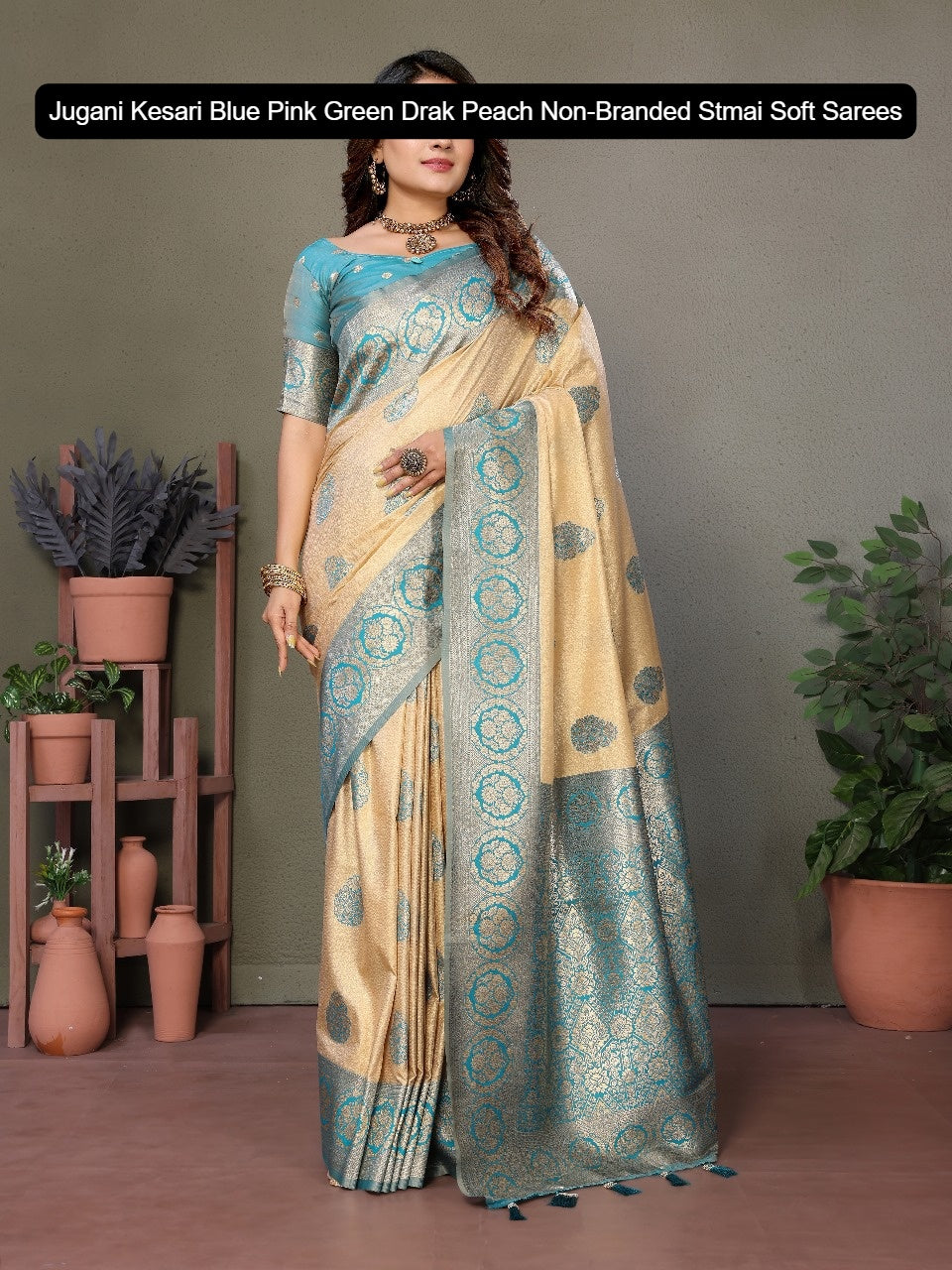 Jugani Kesari Blue Pink Green Drak Peach Non-Branded Stmai Soft Sarees