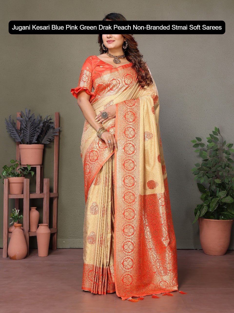 Jugani Kesari Blue Pink Green Drak Peach Non-Branded Stmai Soft Sarees