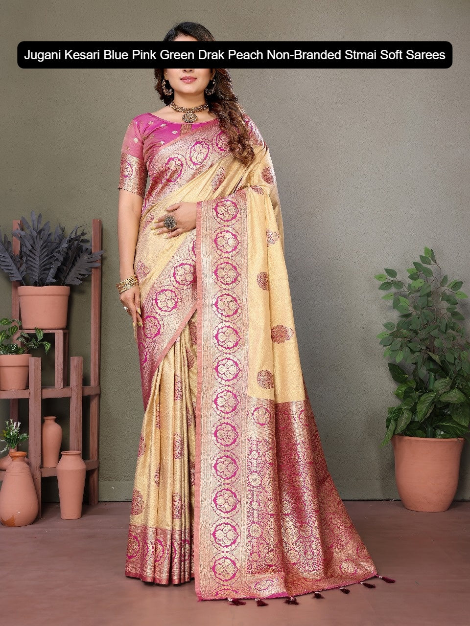 Jugani Kesari Blue Pink Green Drak Peach Non-Branded Stmai Soft Sarees