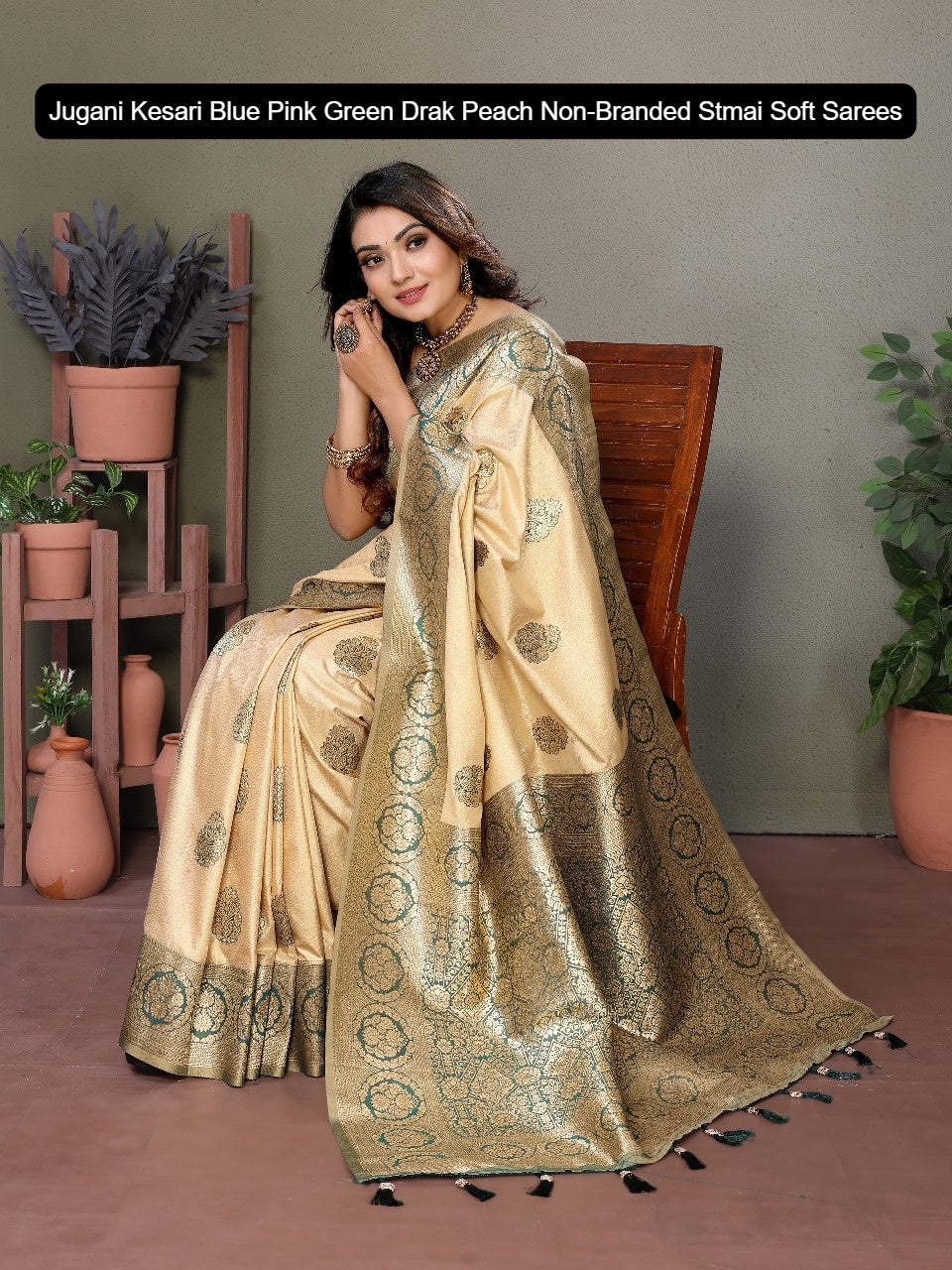 Jugani Kesari Blue Pink Green Drak Peach Non-Branded Stmai Soft Sarees