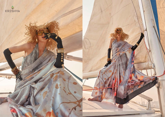 K-4479 Printoria Kreshva Korean Satin Sarees