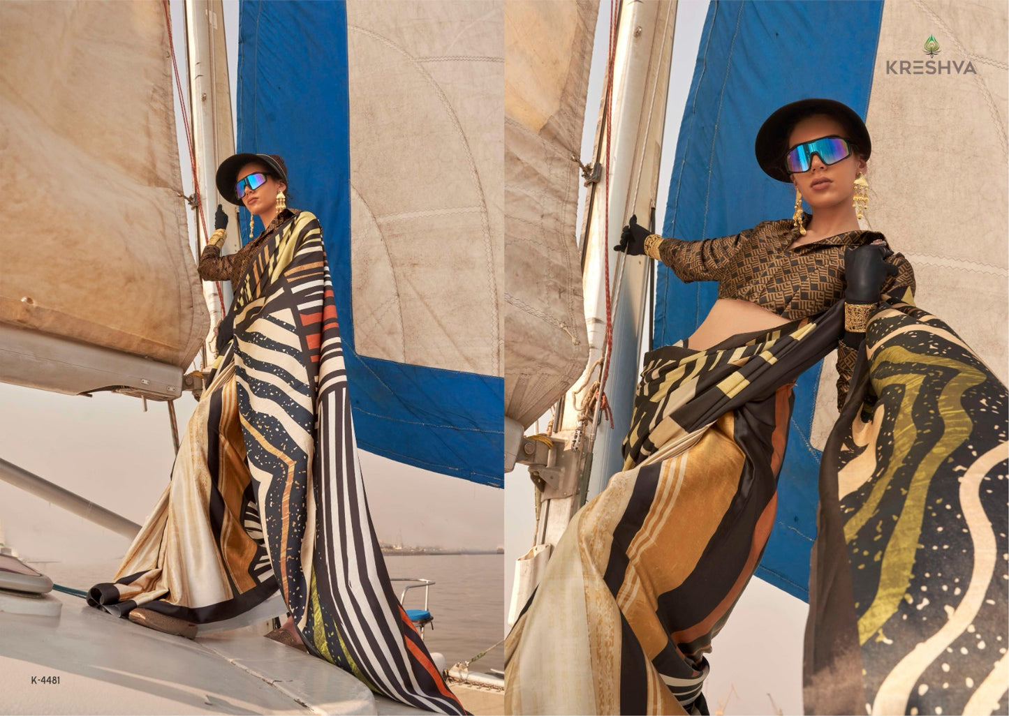 K-4481 Printoria Kreshva Korean Satin Sarees