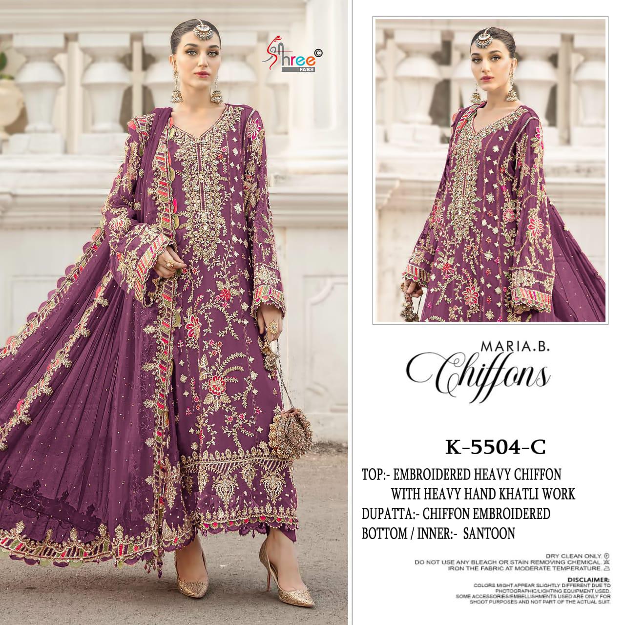 K-5504-C Maria B Chiffons Shree Fabs Chiffon Pakistani Salwar Suits