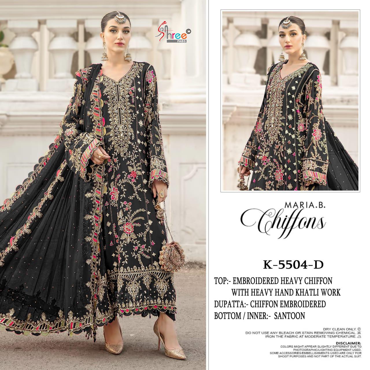 K-5504-D Maria B Chiffons Shree Fabs Chiffon Pakistani Salwar Suits