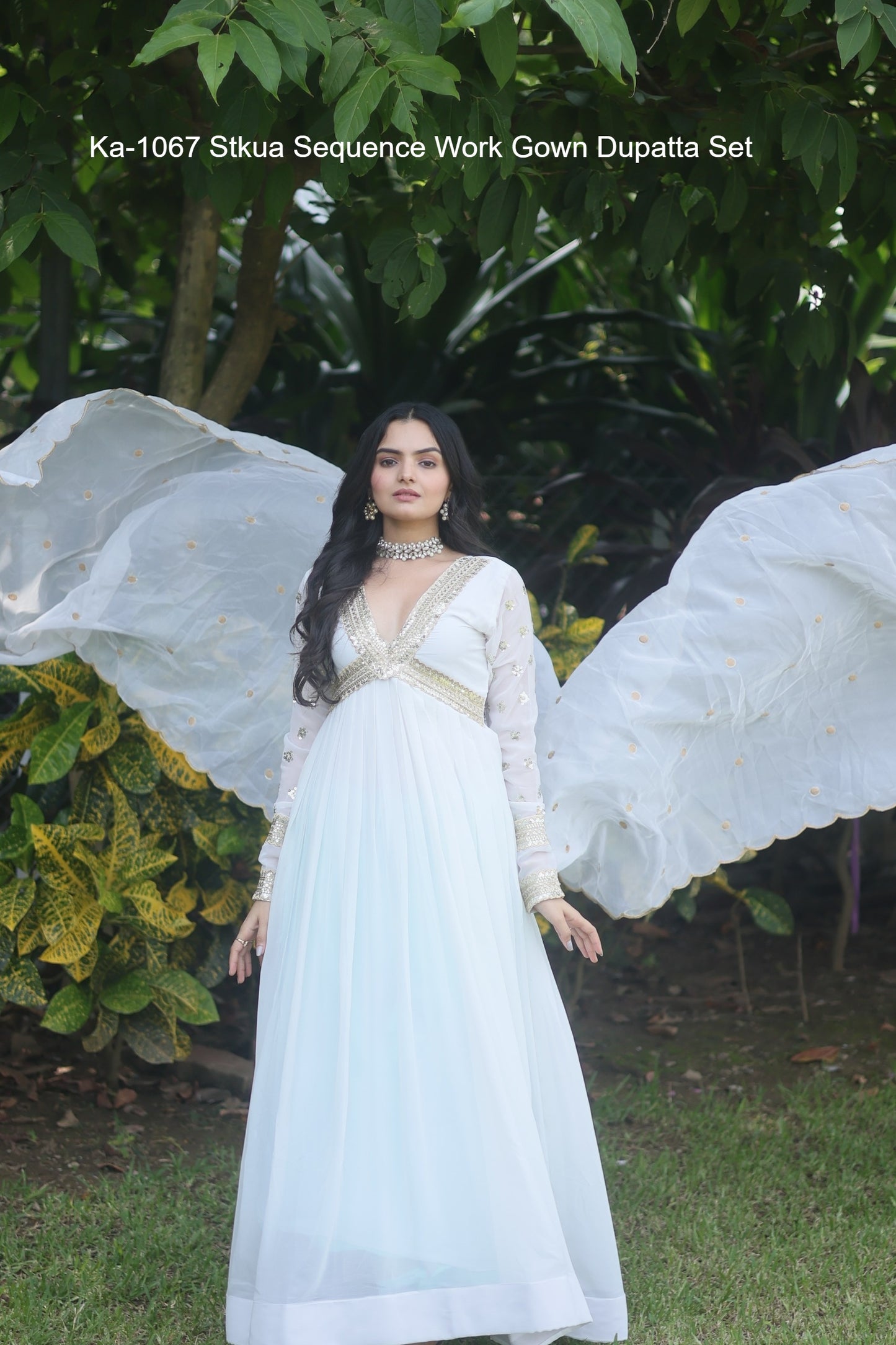 Ka-1067 Stkua Sequence Work Gown Dupatta Set