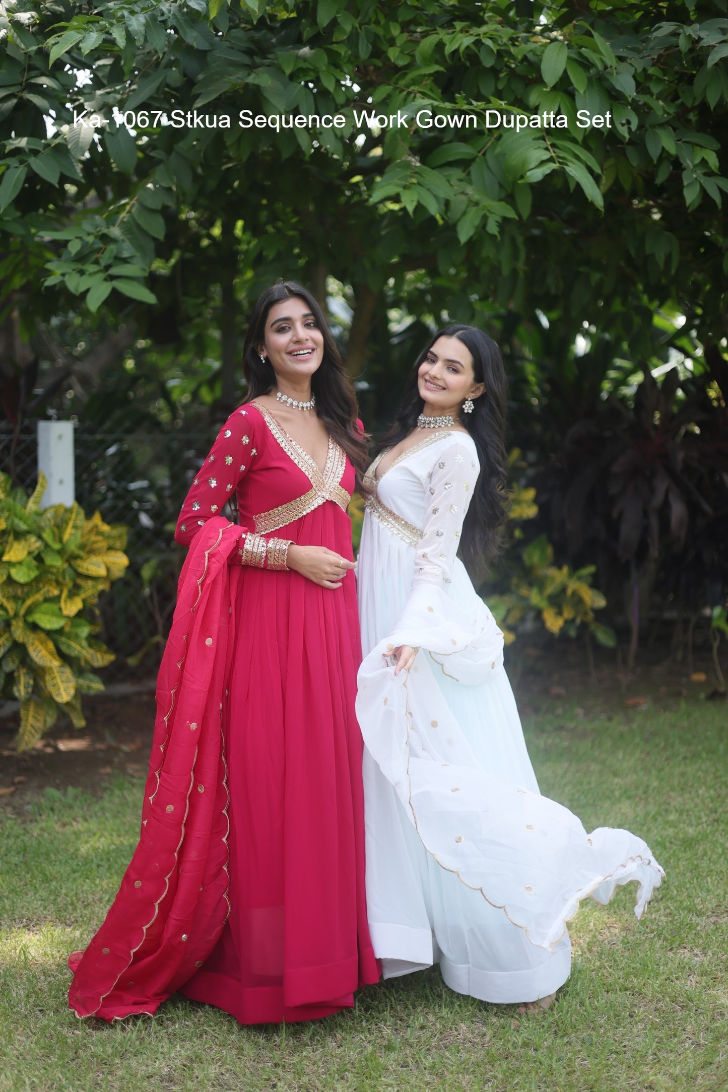 Ka-1067 Stkua Sequence Work Gown Dupatta Set