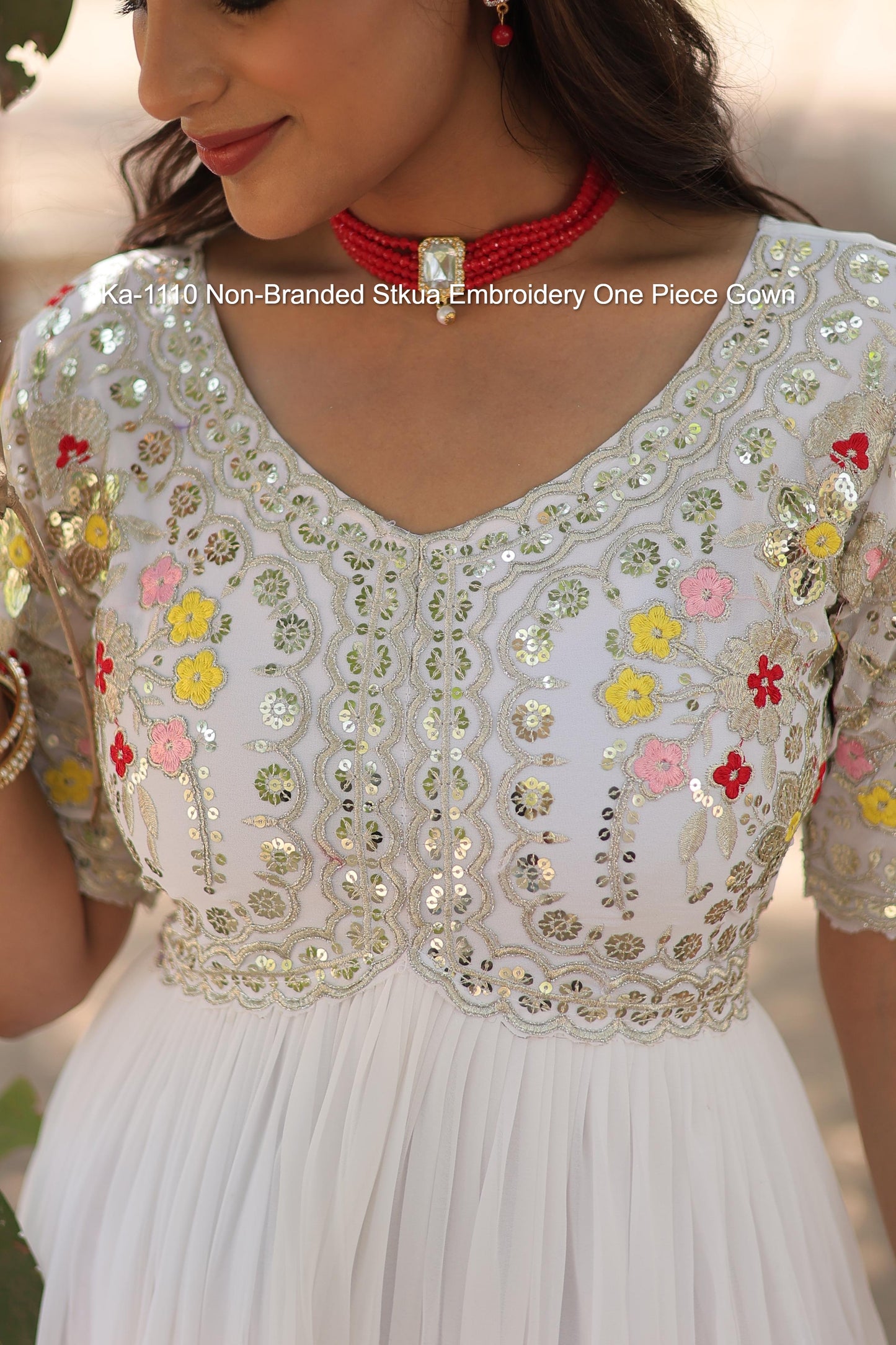 Ka-1110 Non-Branded Stkua Embroidery One Piece Gown