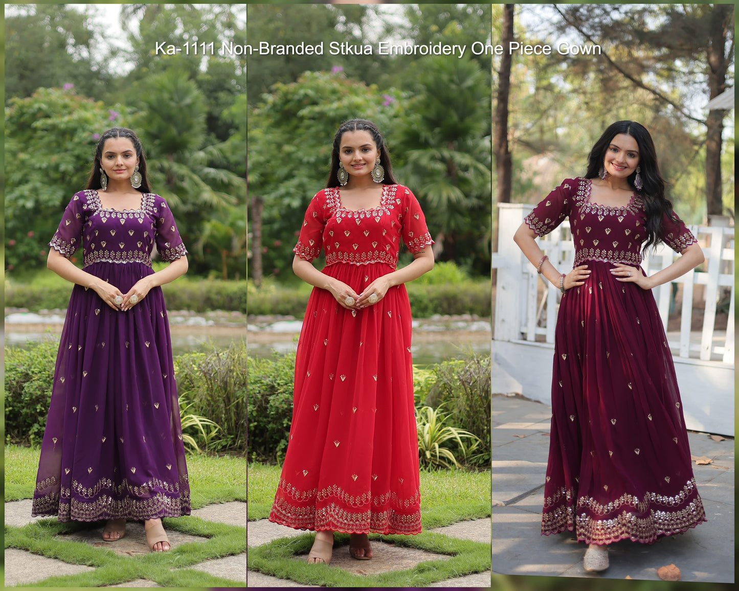 Ka-1111 Non-Branded Stkua Embroidery One Piece Gown