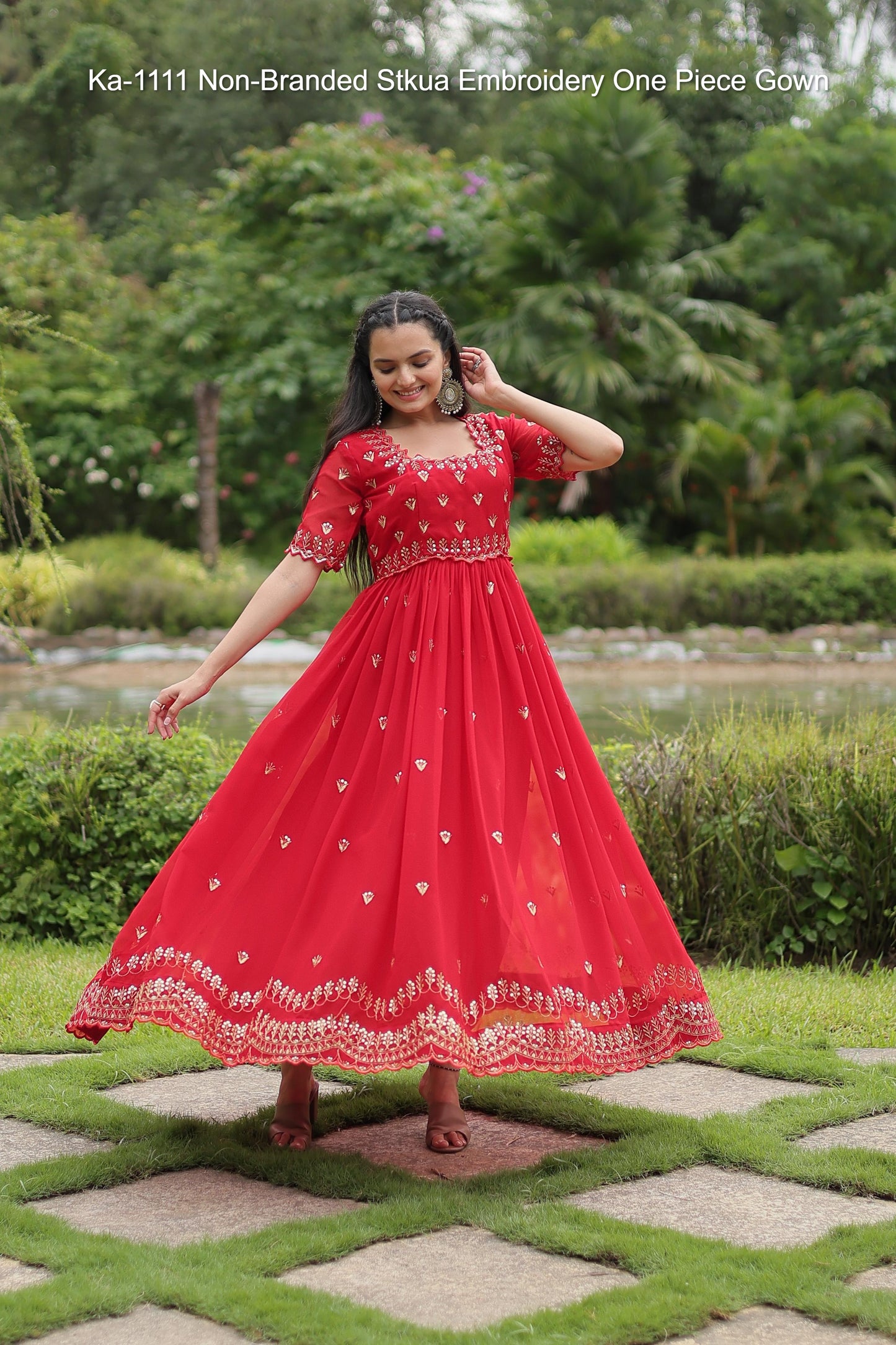 Ka-1111 Non-Branded Stkua Embroidery One Piece Gown
