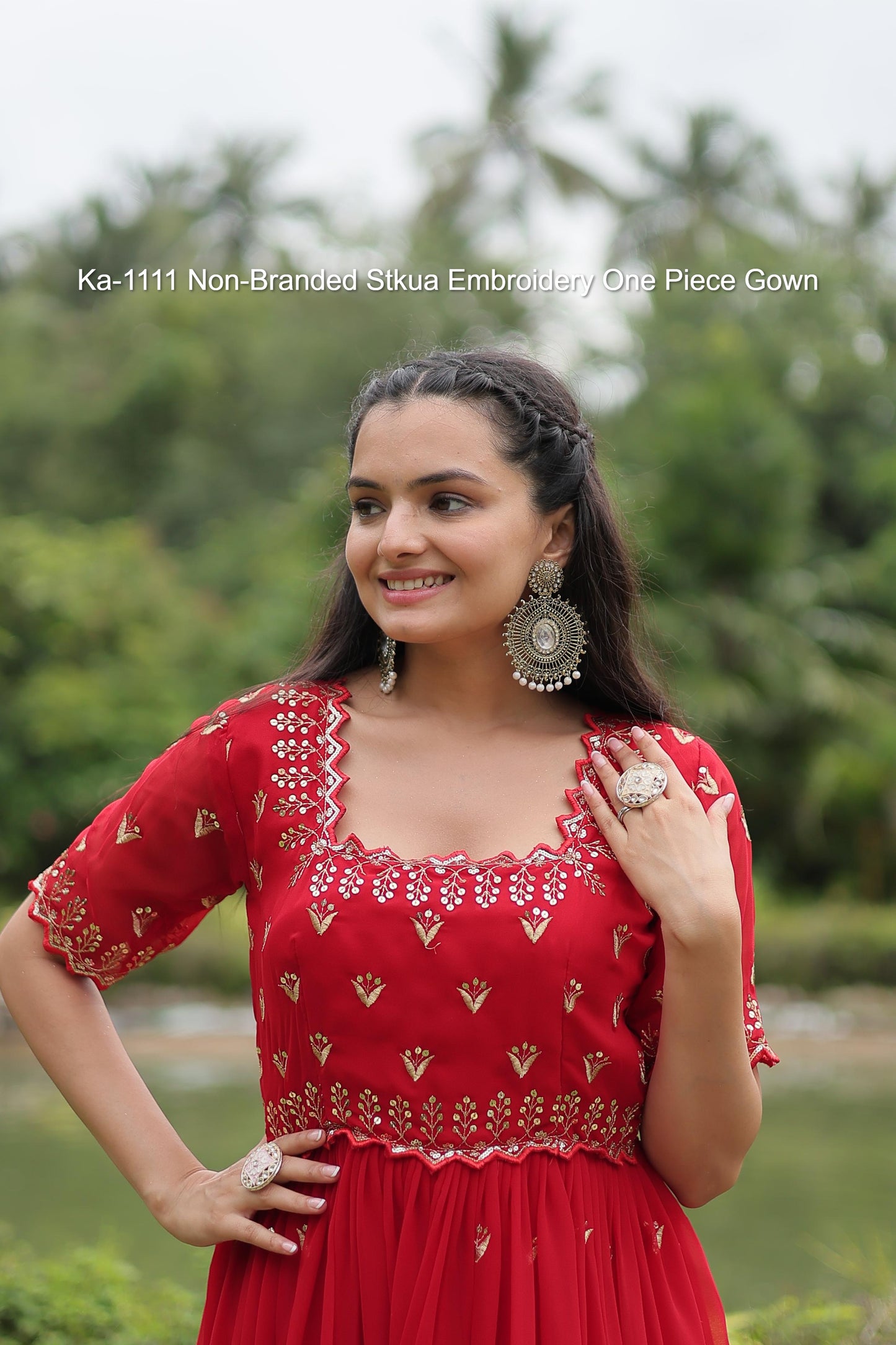Ka-1111 Non-Branded Stkua Embroidery One Piece Gown