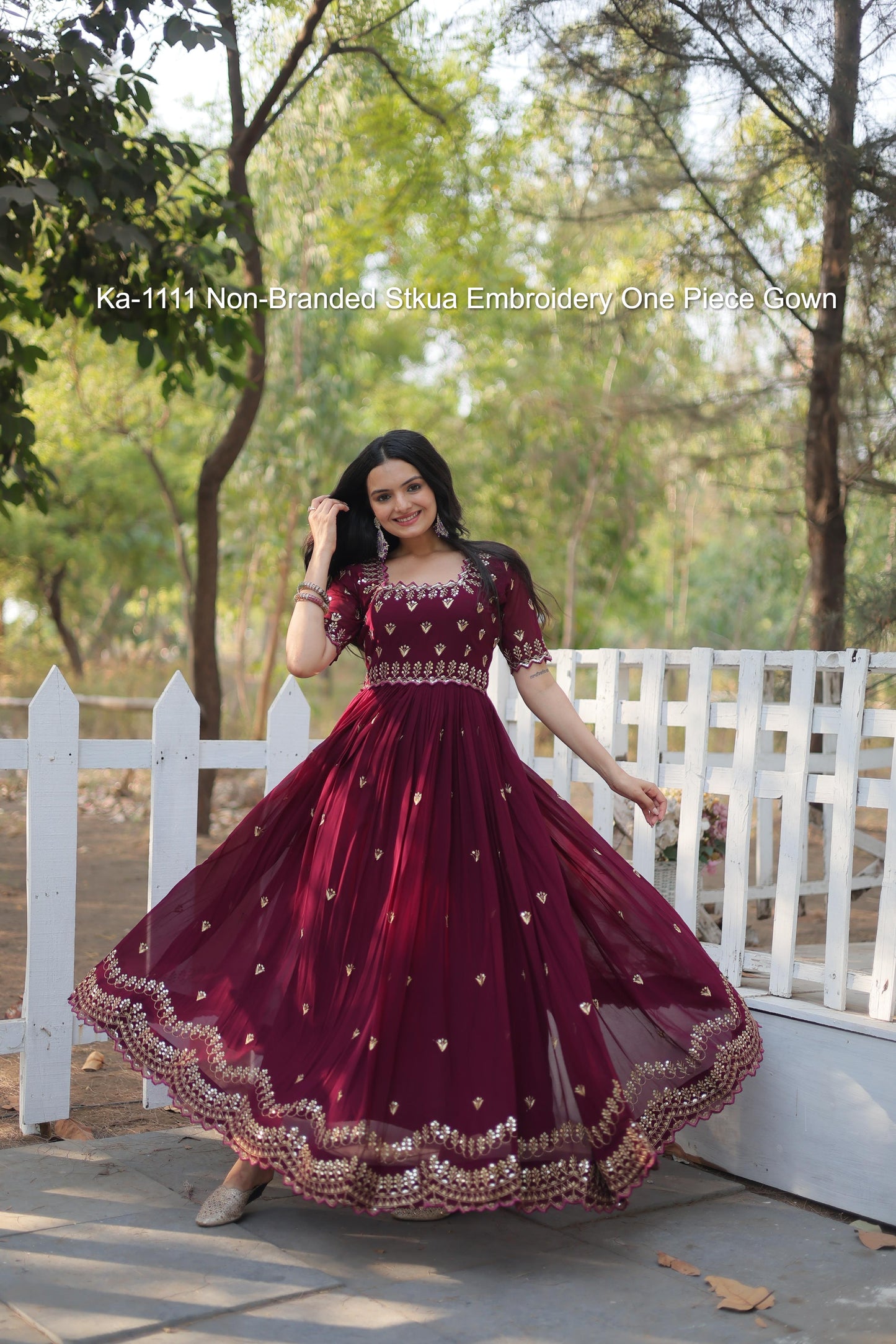 Ka-1111 Non-Branded Stkua Embroidery One Piece Gown