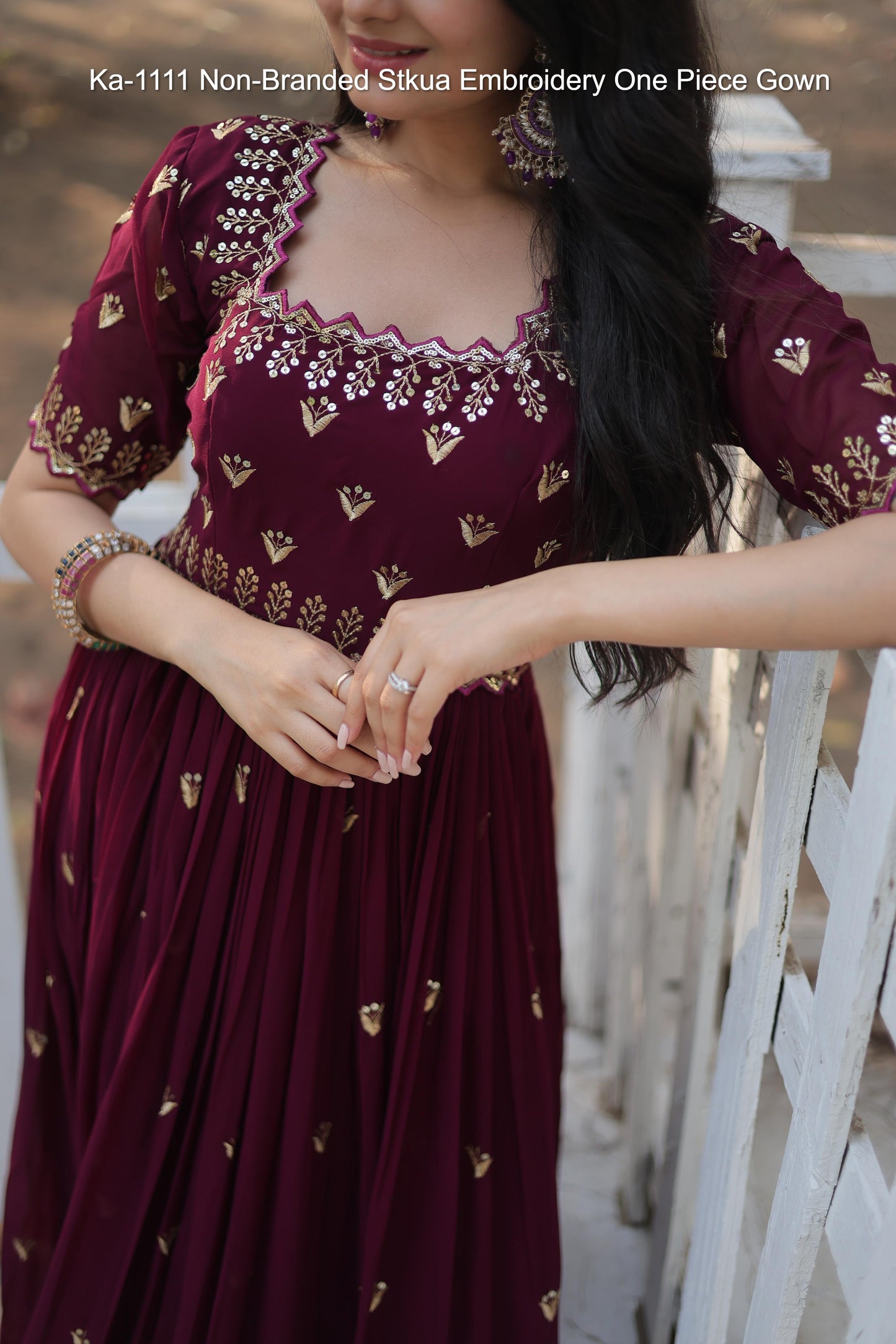 Ka-1111 Non-Branded Stkua Embroidery One Piece Gown