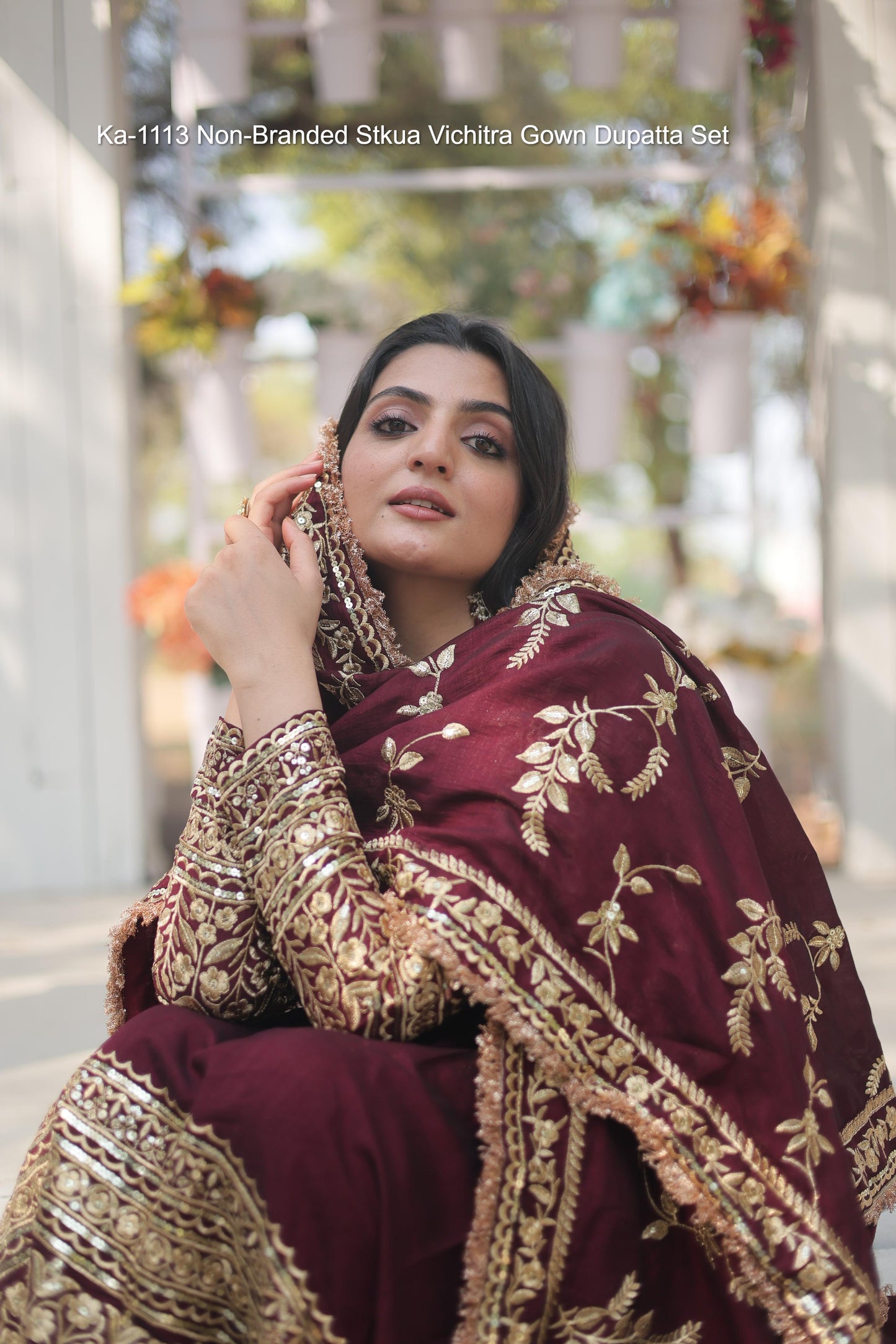 Ka-1113 Non-Branded Stkua Vichitra Gown Dupatta Set