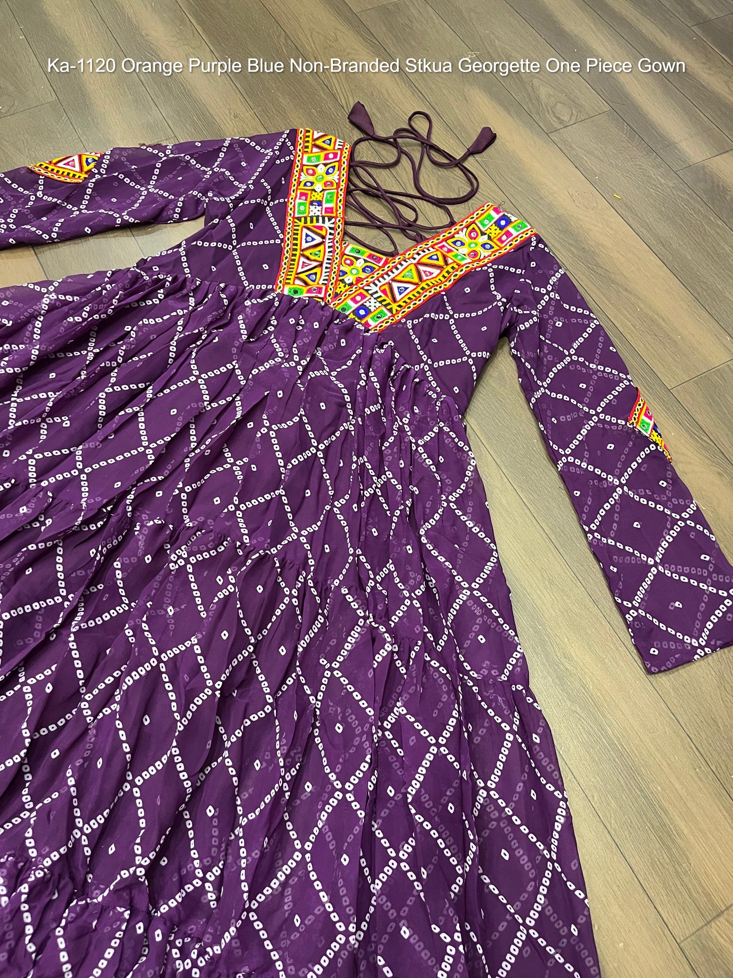 Ka-1120 Orange Purple Blue Non-Branded Stkua Georgette One Piece Gown