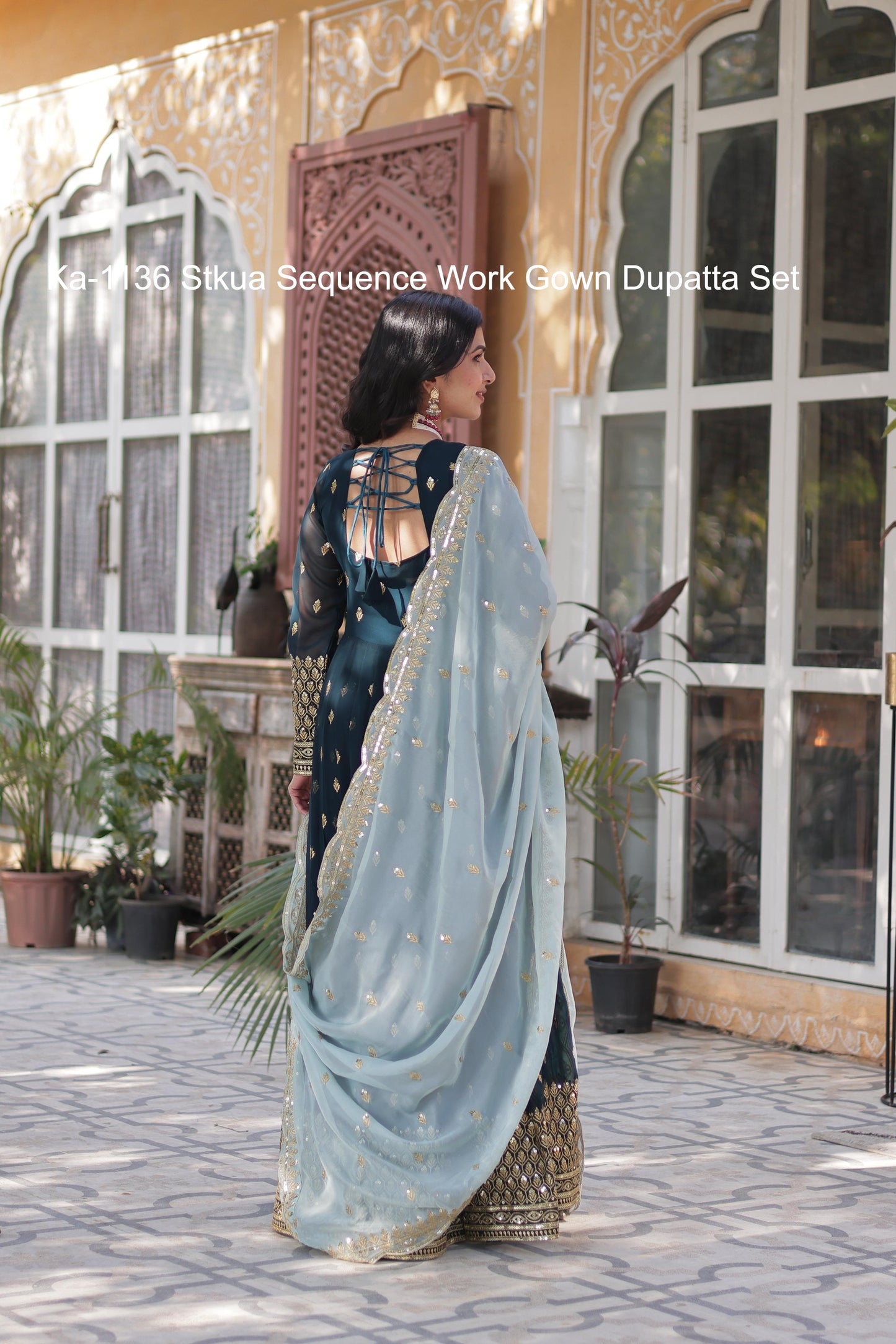 Ka-1136 Stkua Sequence Work Gown Dupatta Set