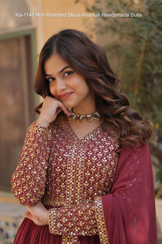 Ka-1149 Non-Branded Stkua Anarkali Readymade Suits