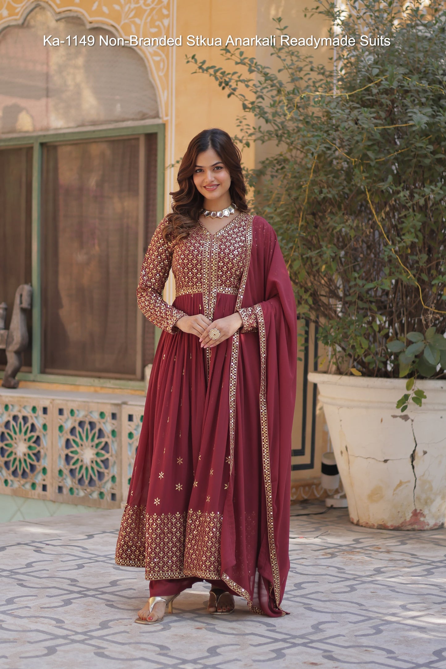 Ka-1149 Non-Branded Stkua Anarkali Readymade Suits