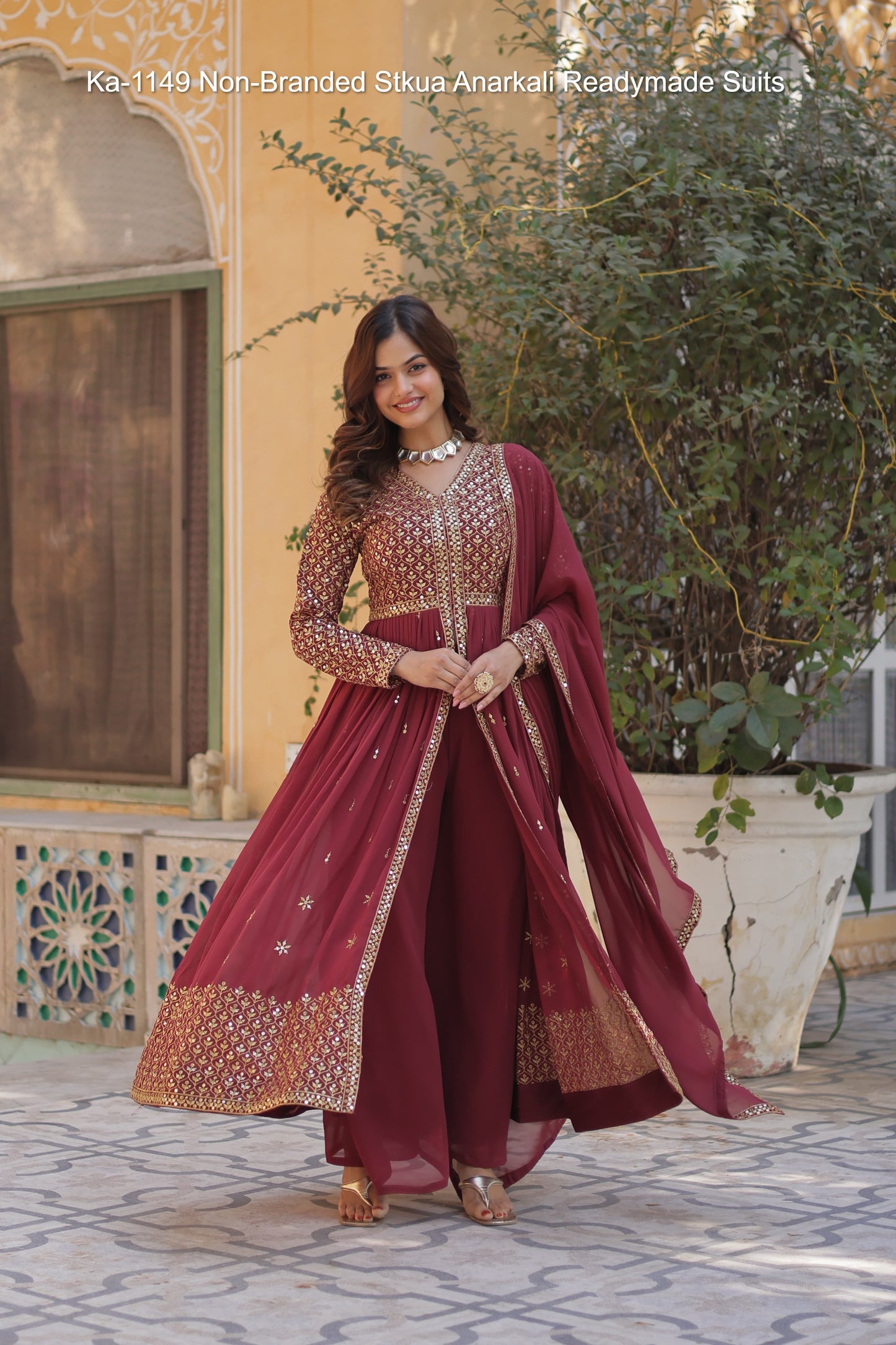 Ka-1149 Non-Branded Stkua Anarkali Readymade Suits
