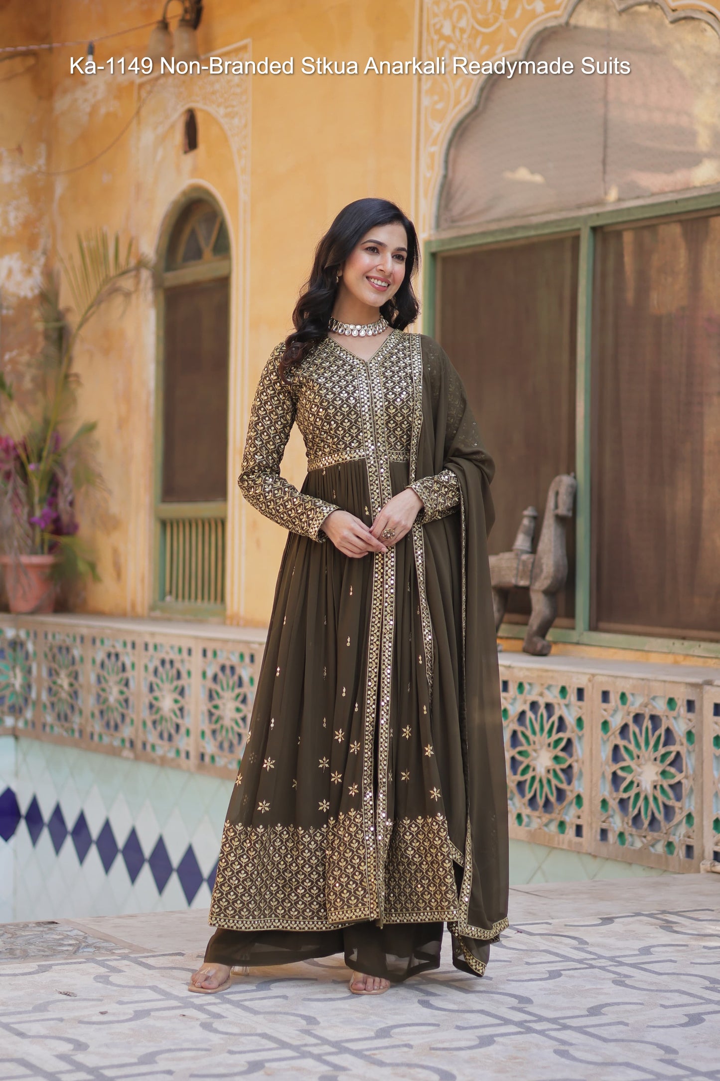 Ka-1149 Non-Branded Stkua Anarkali Readymade Suits
