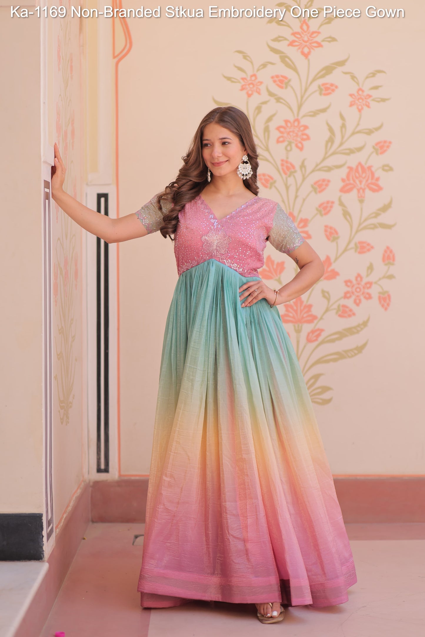 Ka-1169 Non-Branded Stkua Embroidery One Piece Gown