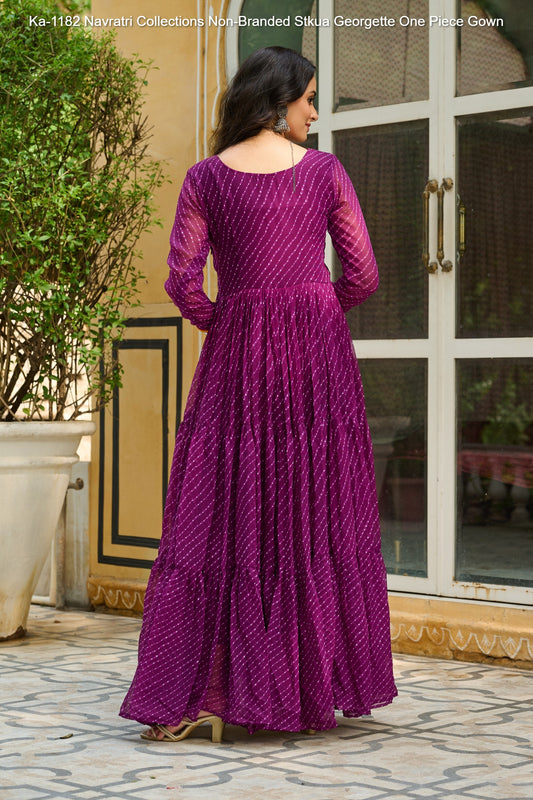 Ka-1182 Navratri Collections Non-Branded Stkua Georgette One Piece Gown