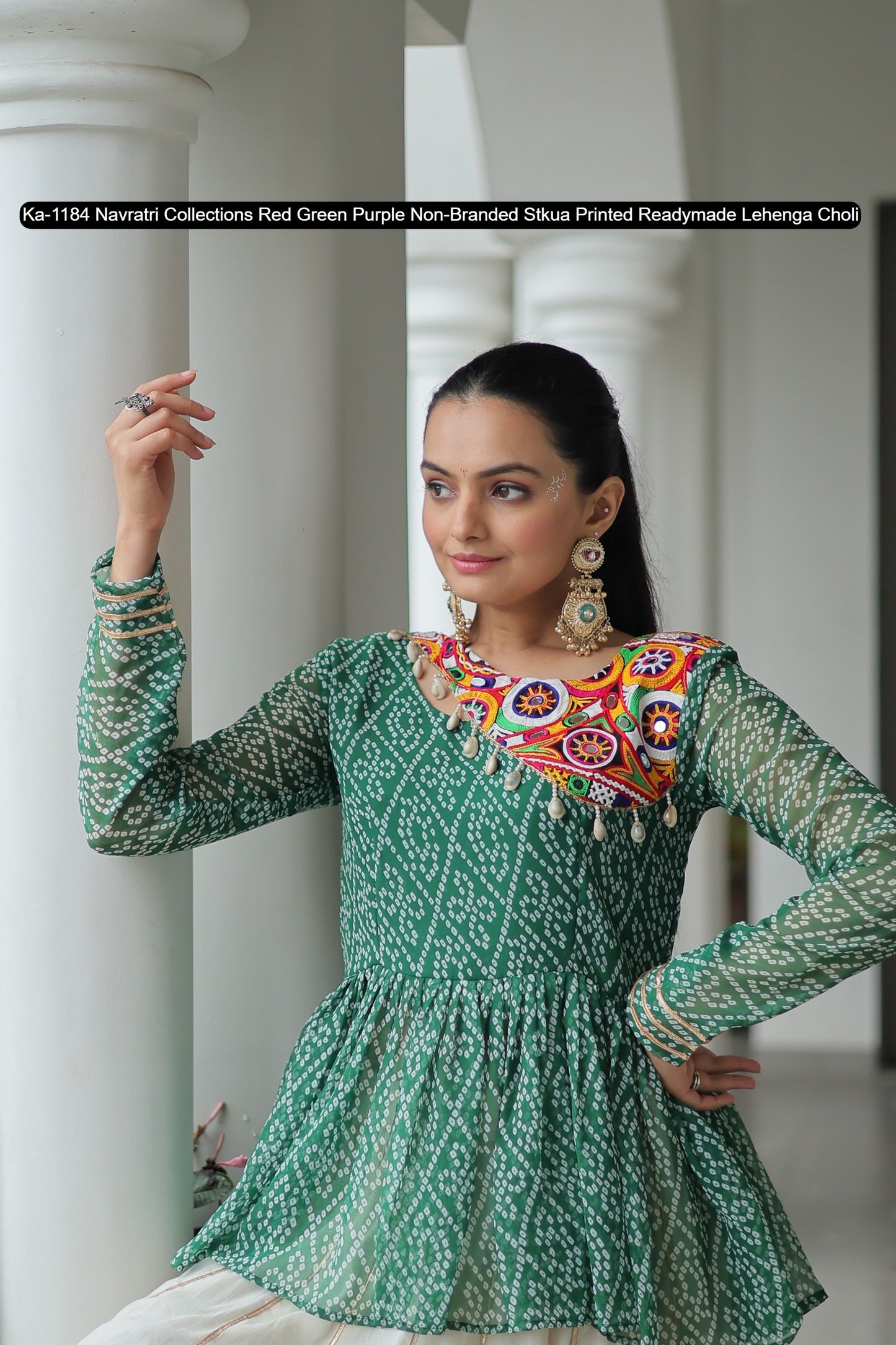 Ka-1184 Navratri Collections Red Green Purple Non-Branded Stkua Printed Readymade Lehenga Choli