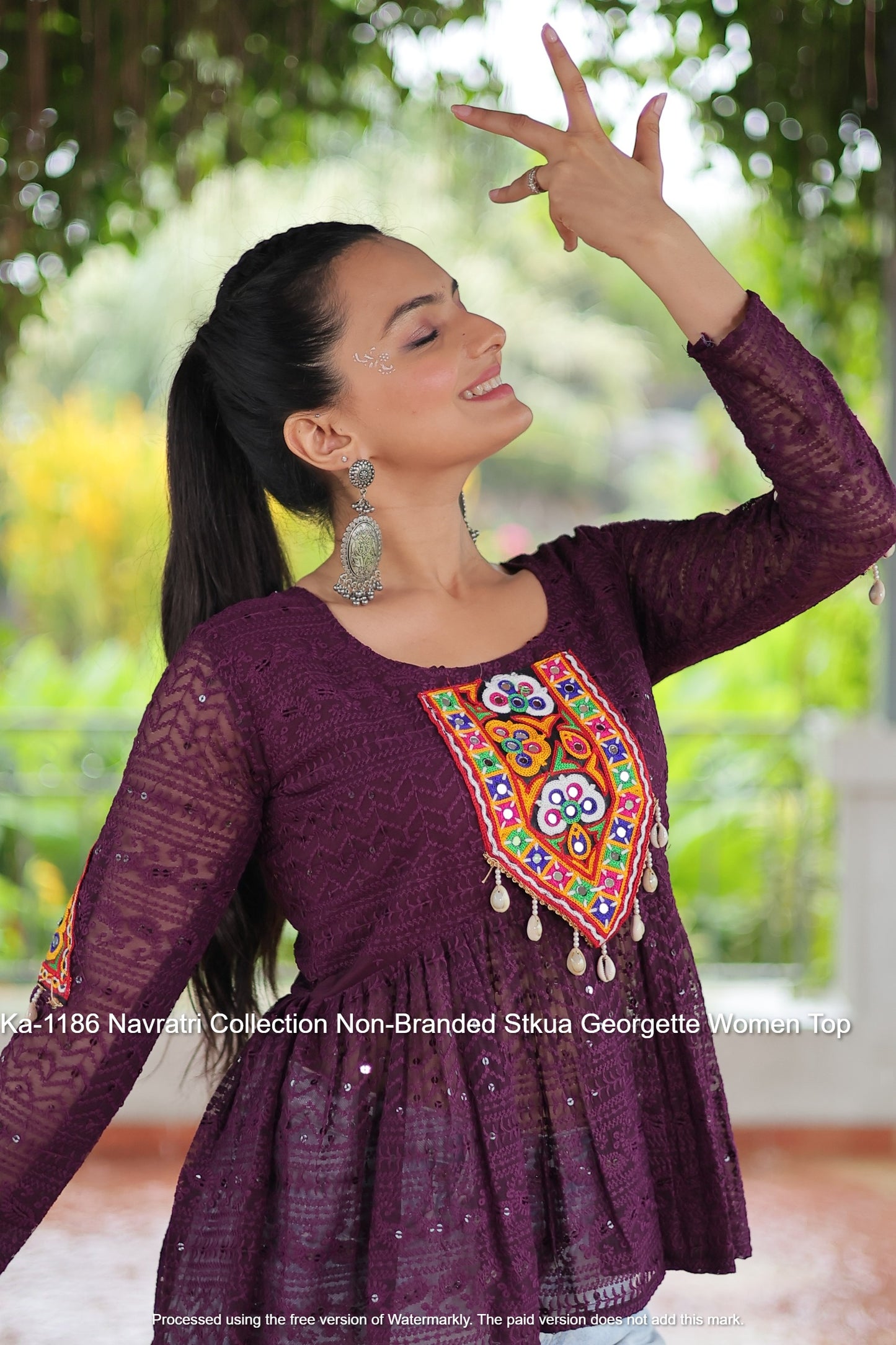 Ka-1186 Navratri Collection Non-Branded Stkua Georgette Women Top