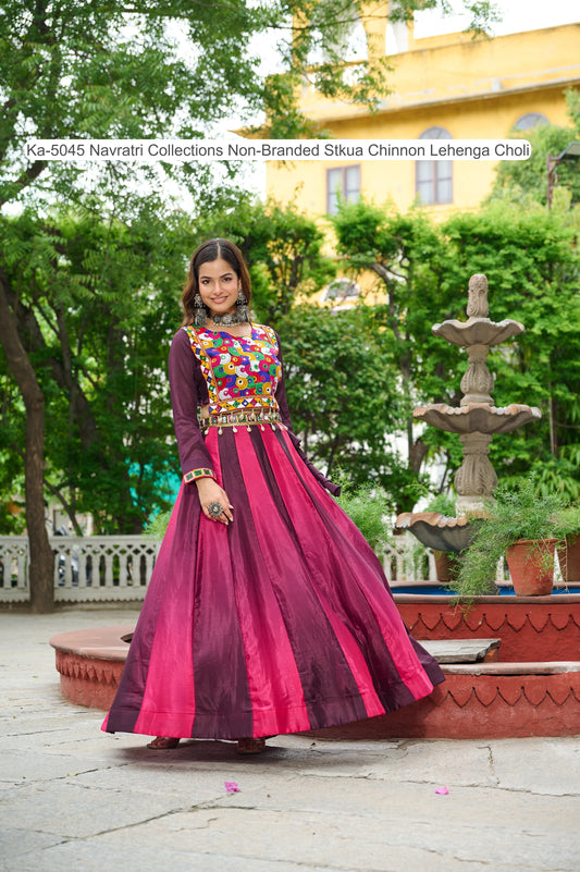 Ka-5045 Navratri Collections Non-Branded Stkua Chinnon Lehenga Choli