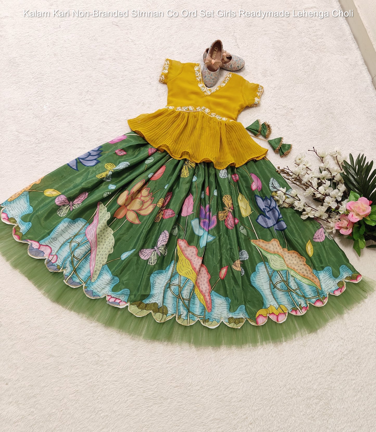 Kalam Kari Non-Branded Stmnan Co Ord Set Girls Readymade Lehenga Choli