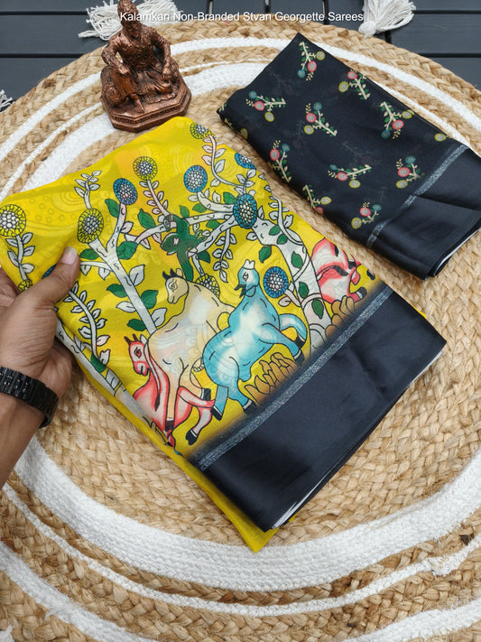 Kalamkari Non-Branded Stvan Georgette Sarees
