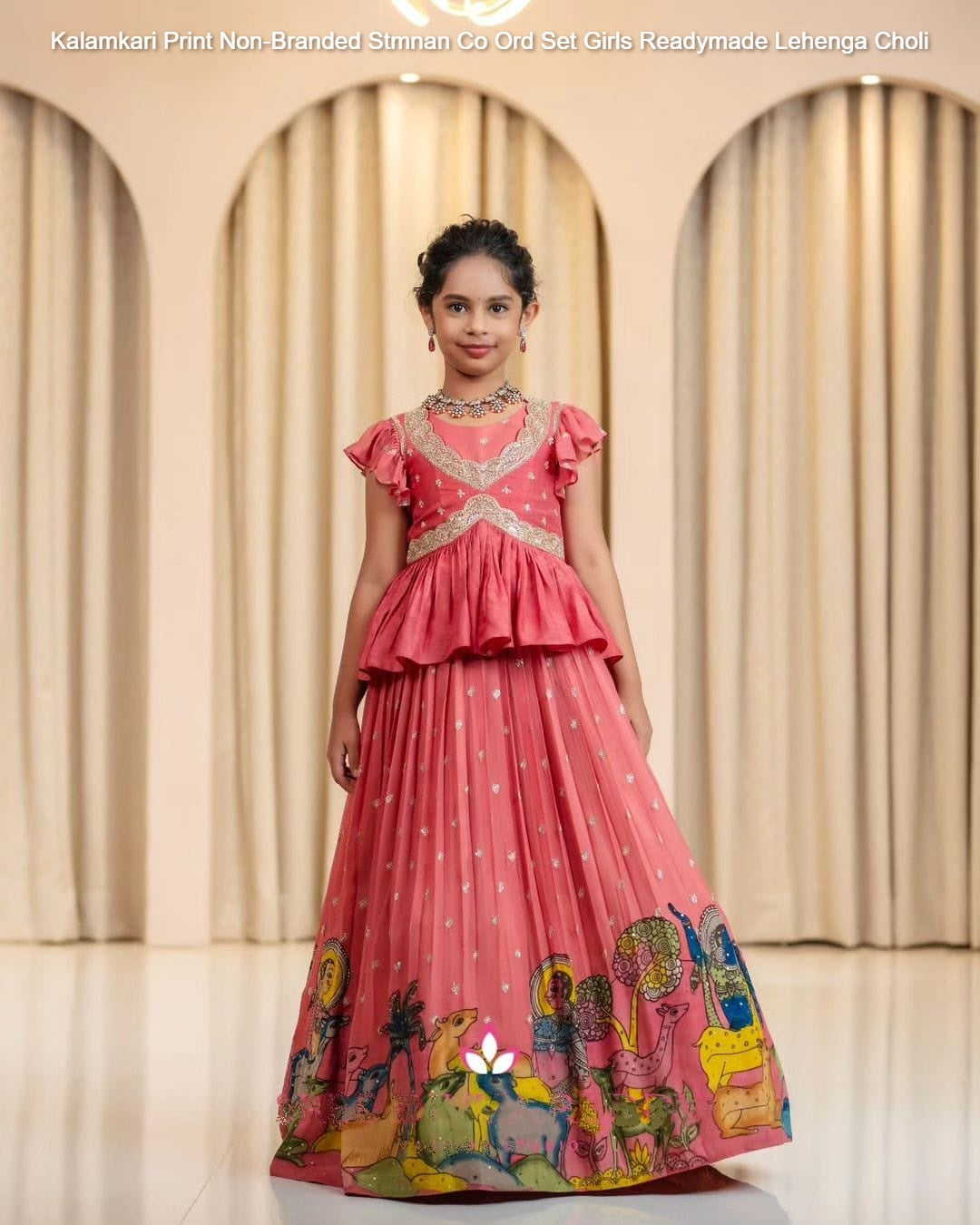 Kalamkari Print Non-Branded Stmnan Co Ord Set Girls Readymade Lehenga Choli