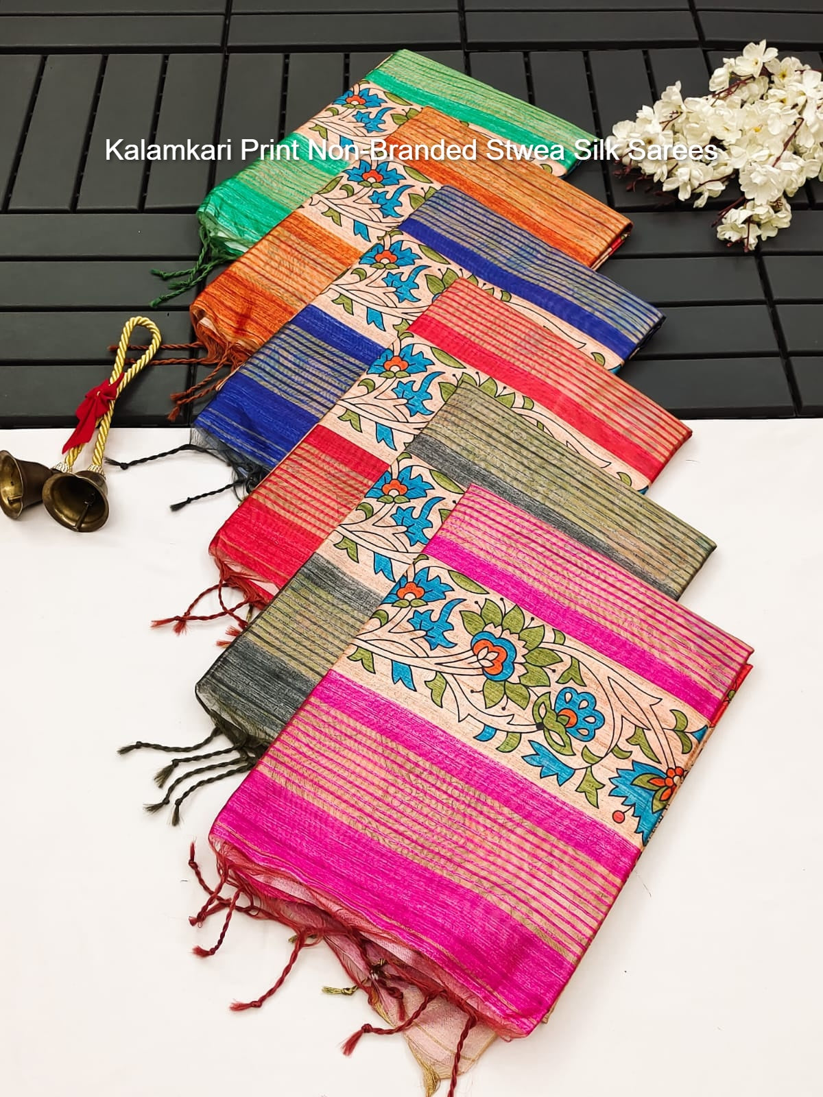 Kalamkari Print Non-Branded Stwea Silk Sarees