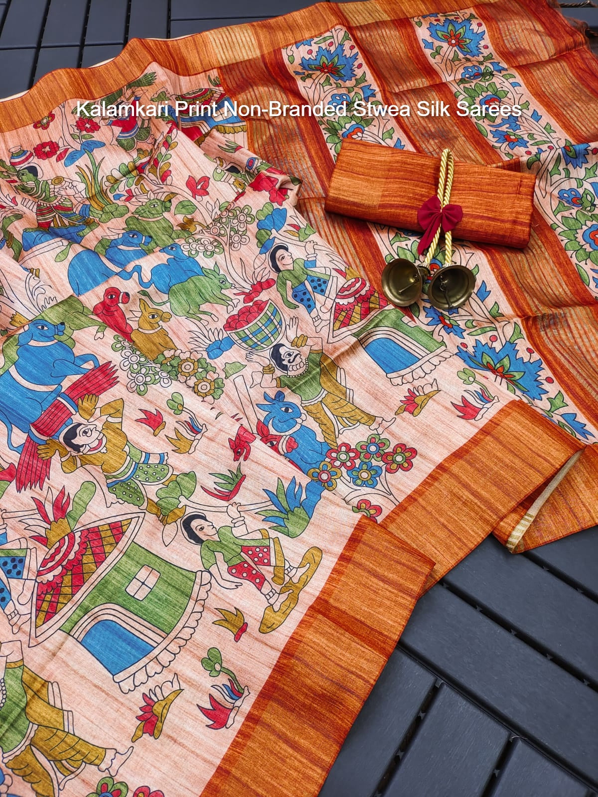 Kalamkari Print Non-Branded Stwea Silk Sarees