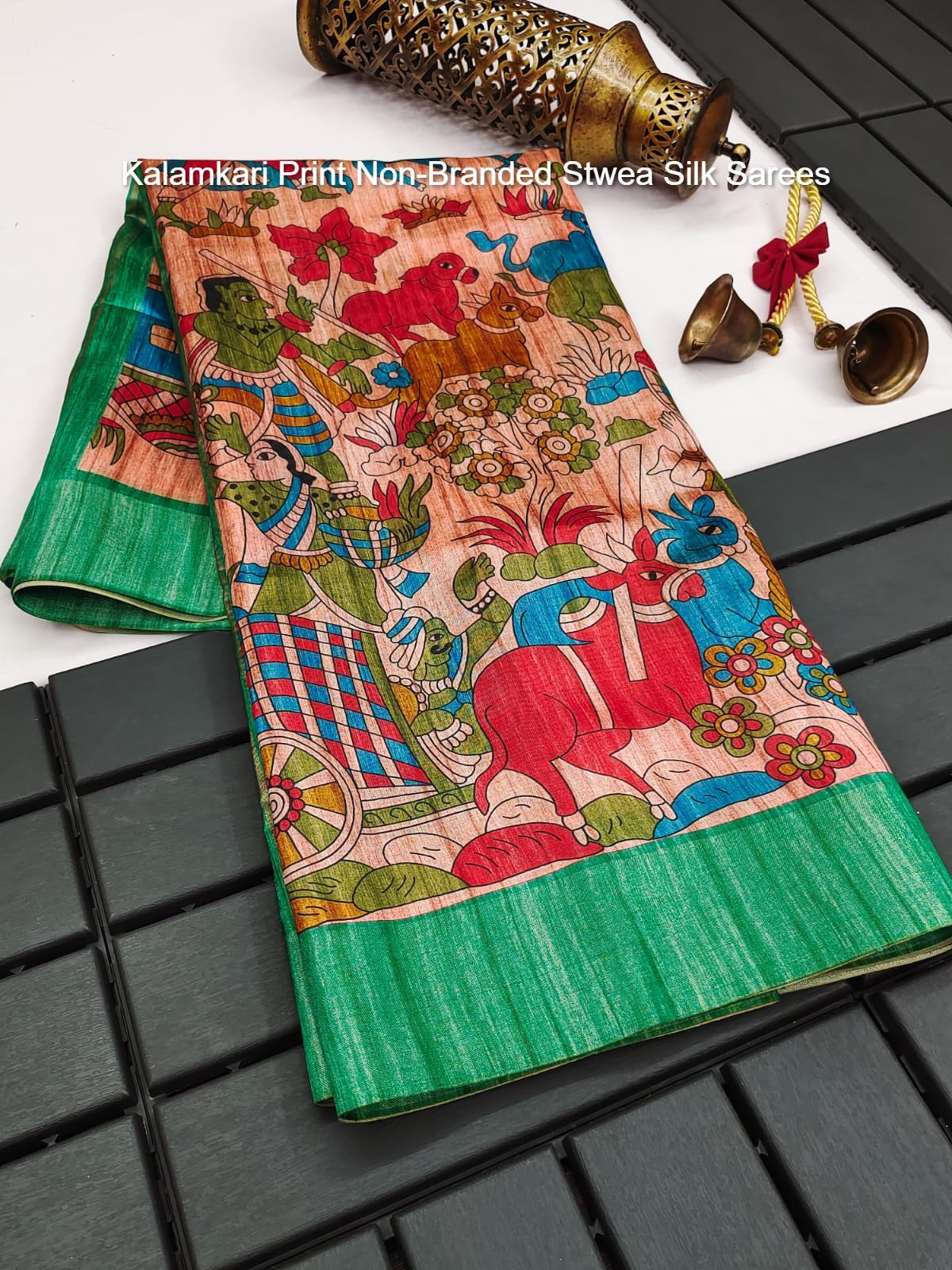 Kalamkari Print Non-Branded Stwea Silk Sarees