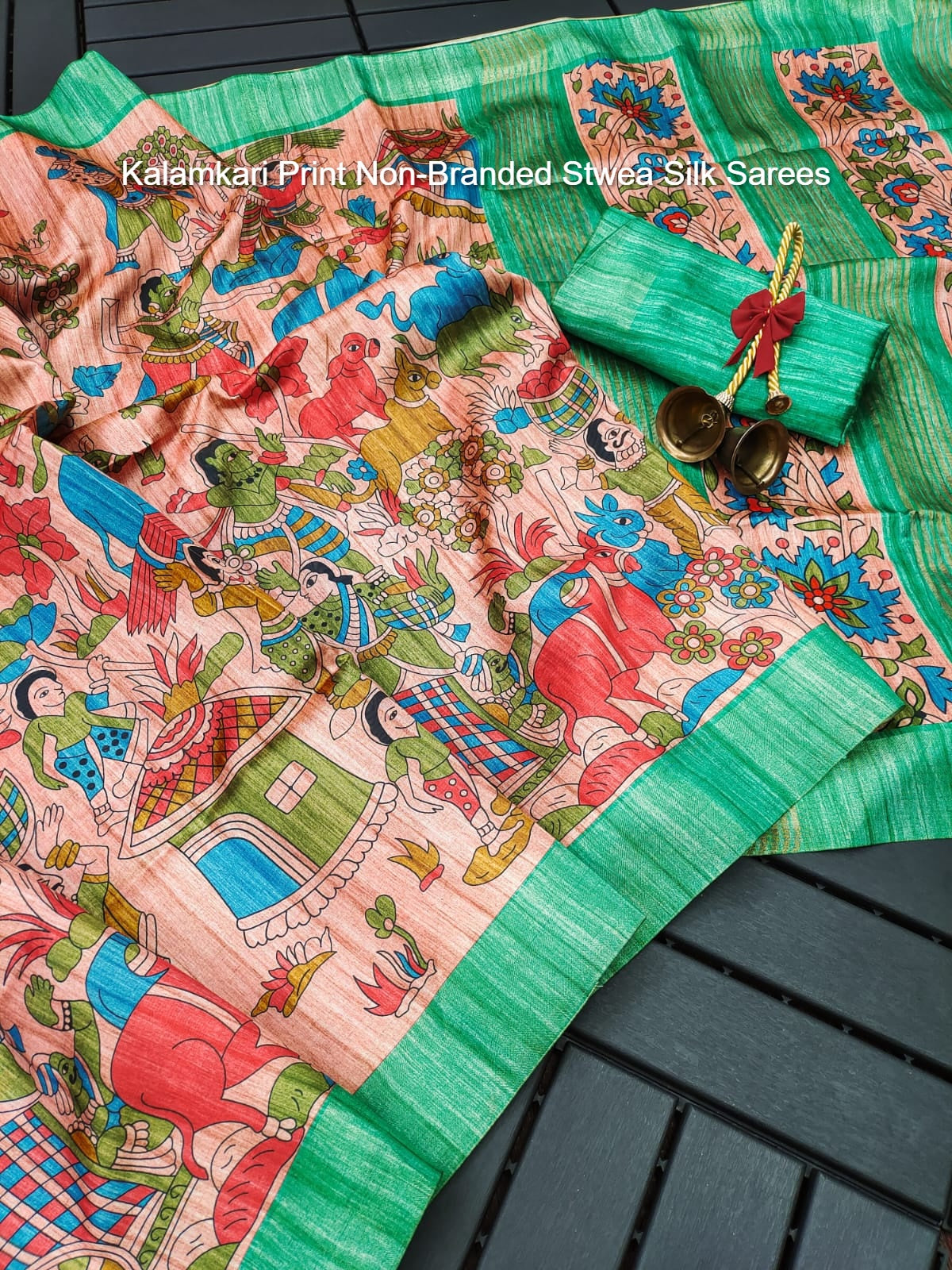 Kalamkari Print Non-Branded Stwea Silk Sarees